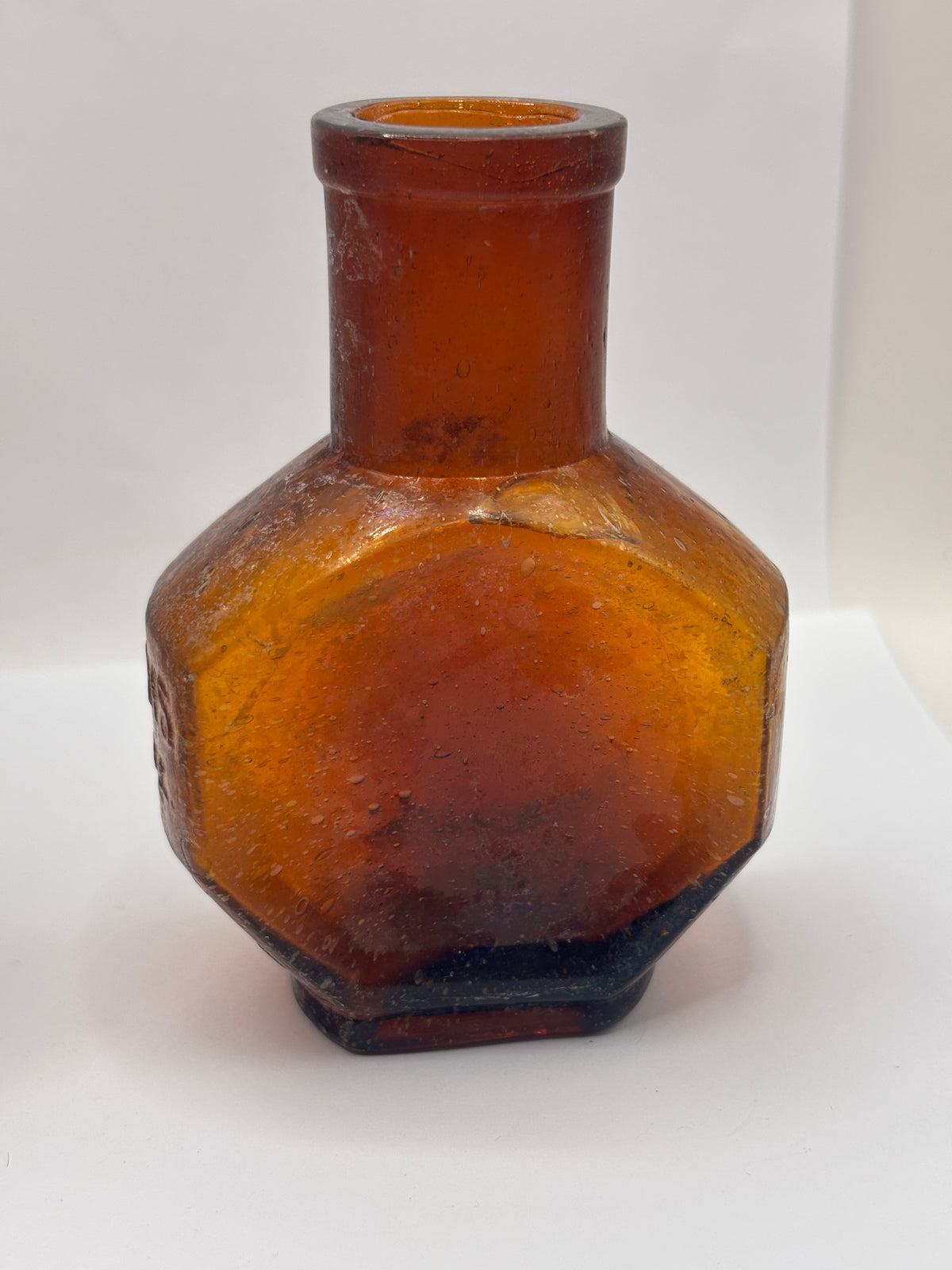 Old amber glass Ju-Vis jar 4oz
