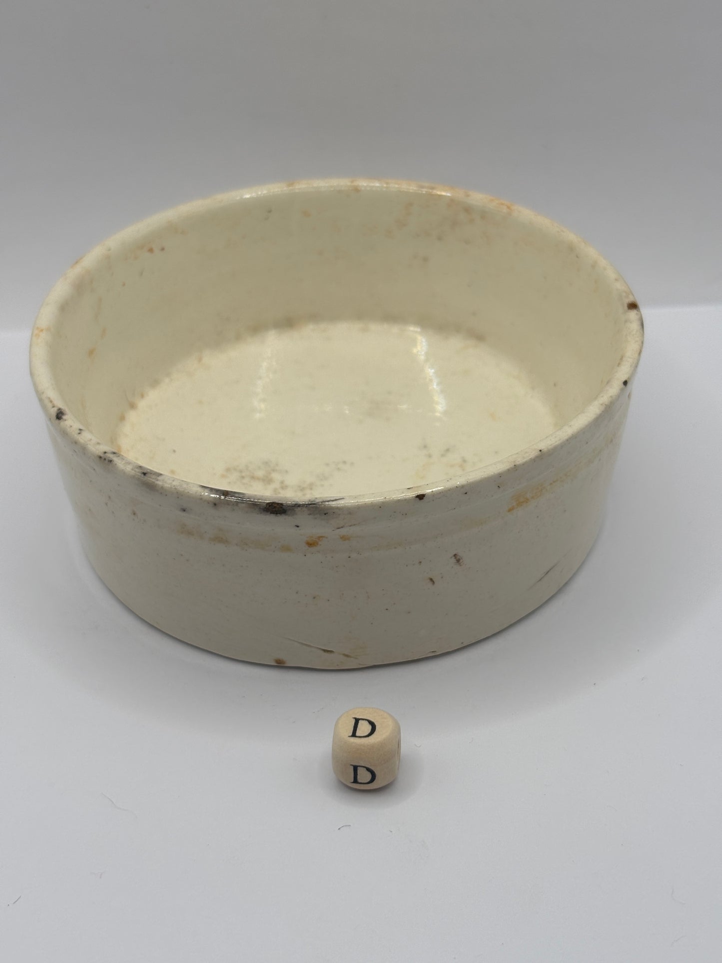 Old large plain stoneware meat paste pot, potted meat (D)