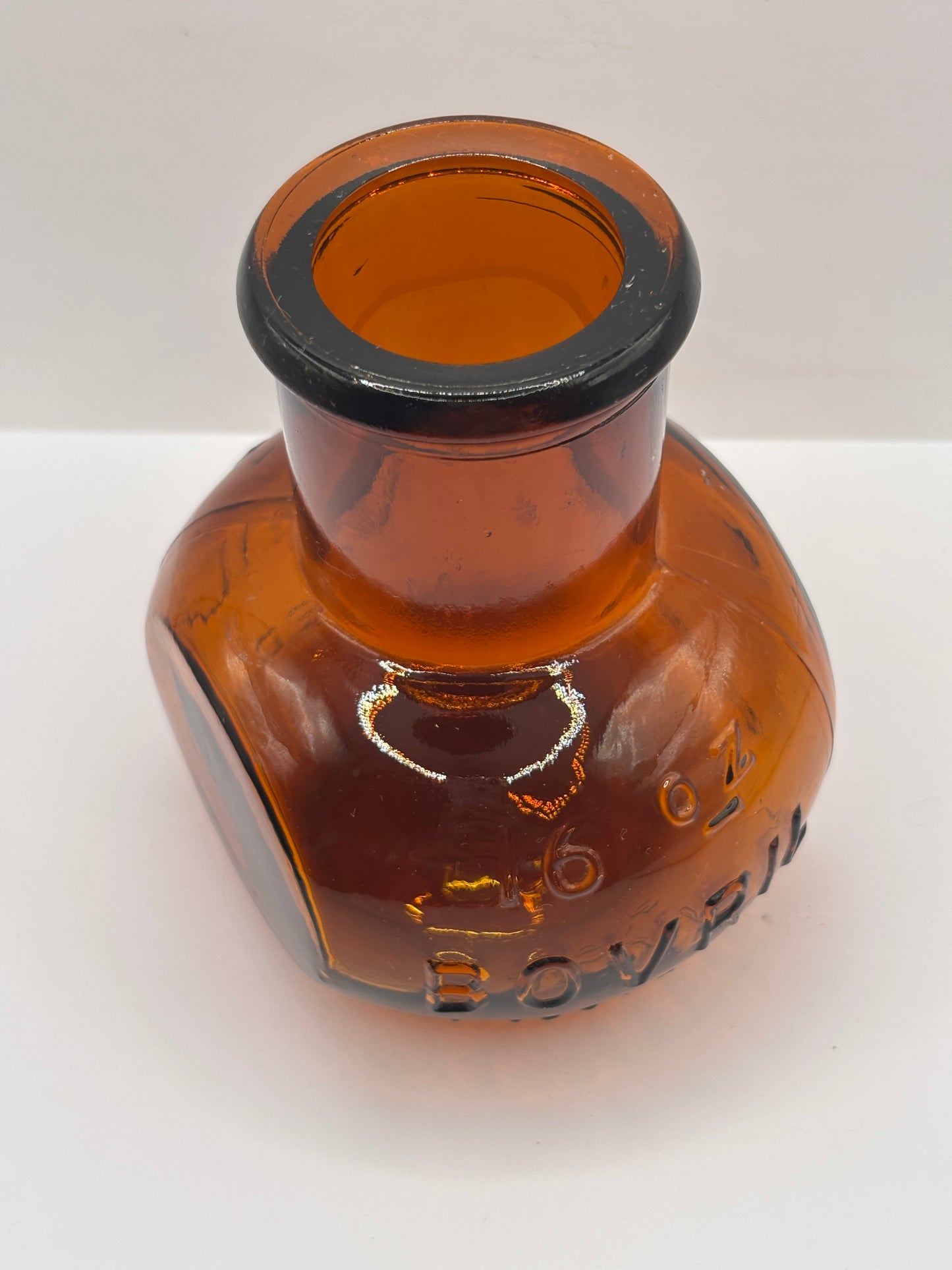 old amber glass bovril bottle 16oz