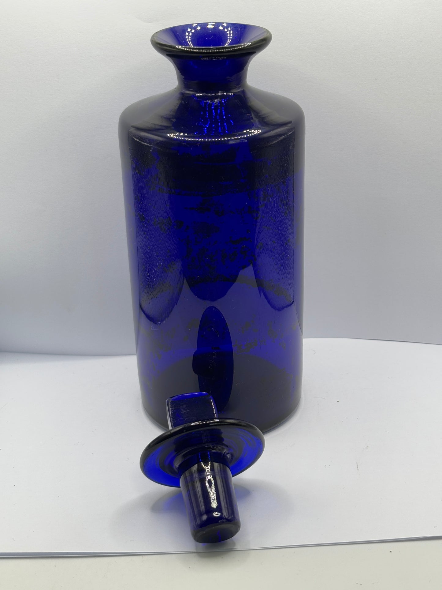 Old blue glass chemist jar, chemist round. Pharmacy