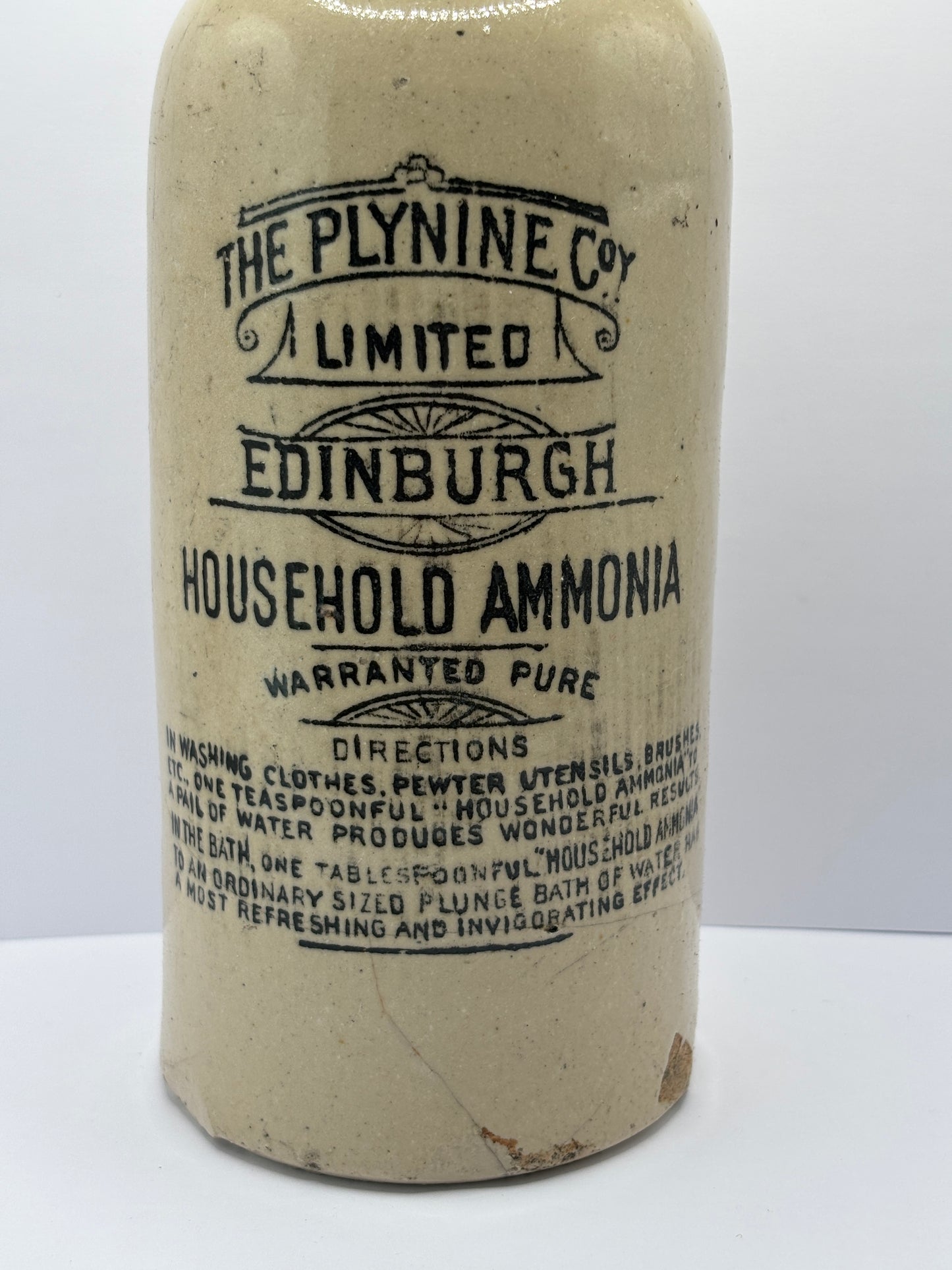 Old White stoneware plynine ammonia bottle