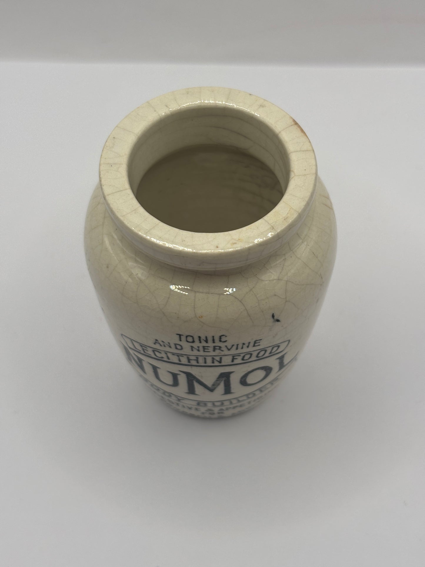Old advertising jar, Numol 7.5cms