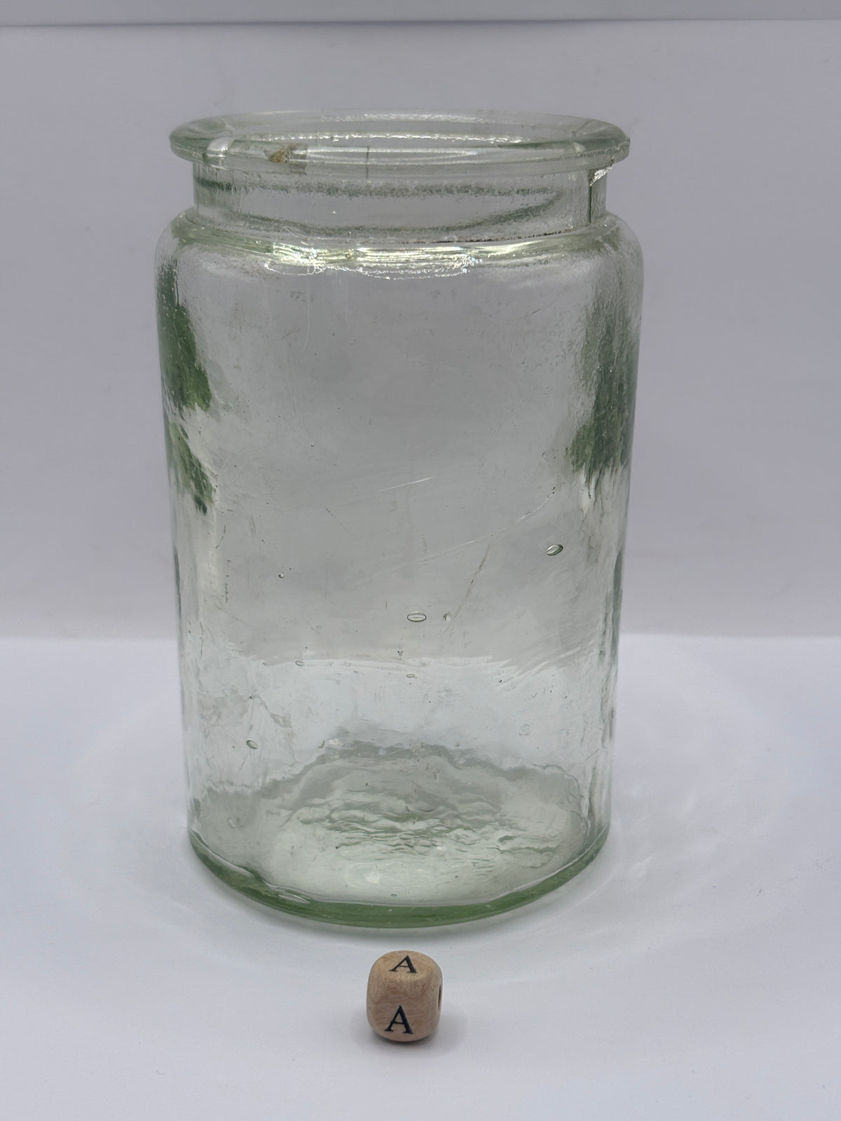 Old aqua glass pickle jar (a)