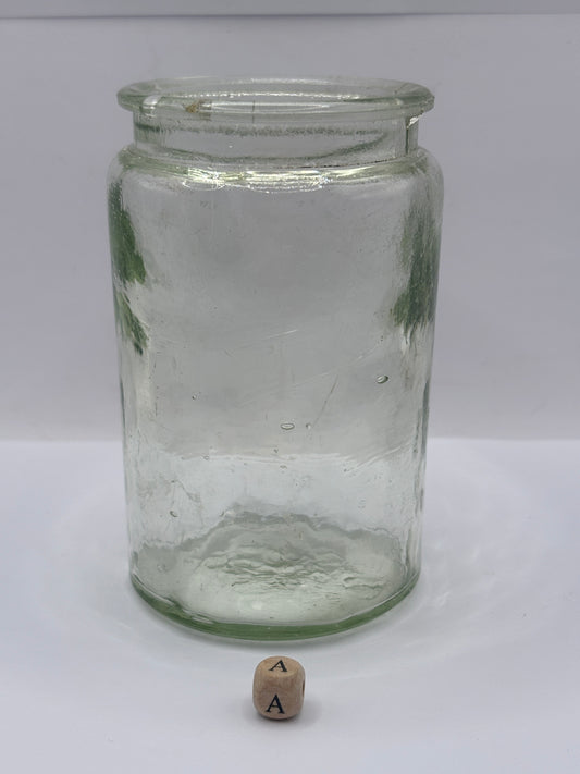 Old aqua glass pickle jar (a)
