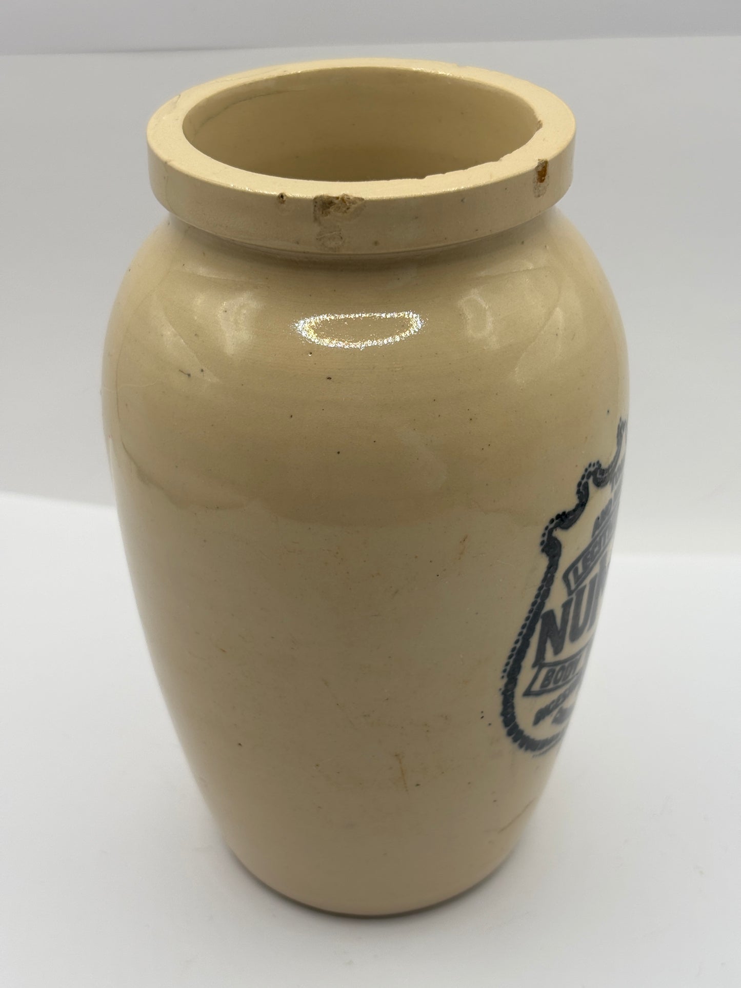 Old large stoneware advertising Numol jar 15cms