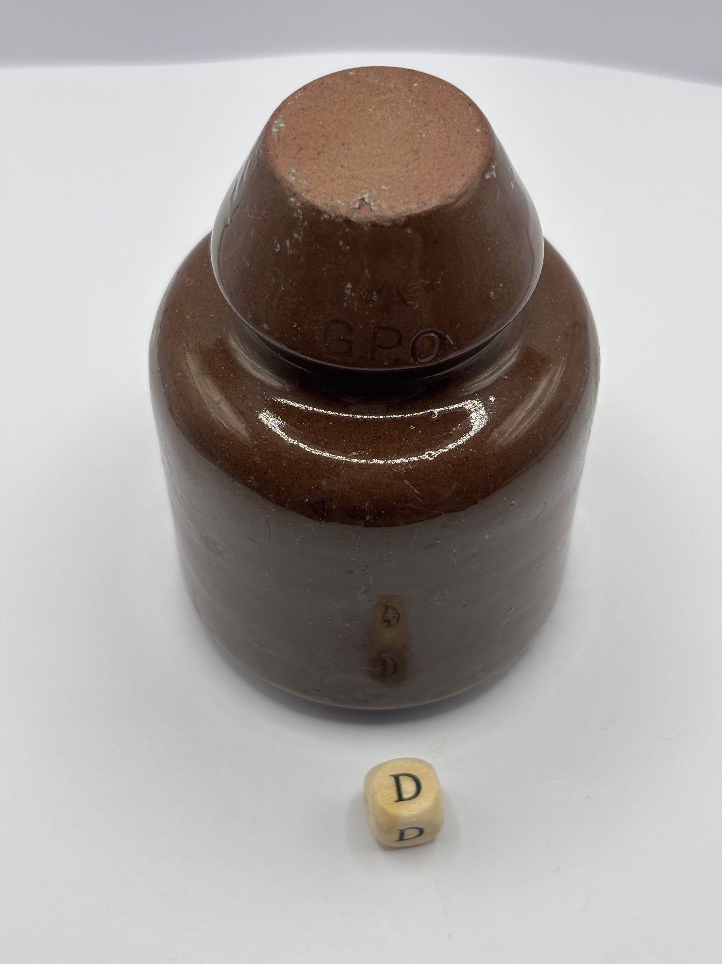 Old stoneware telegraph pole insulator (D)