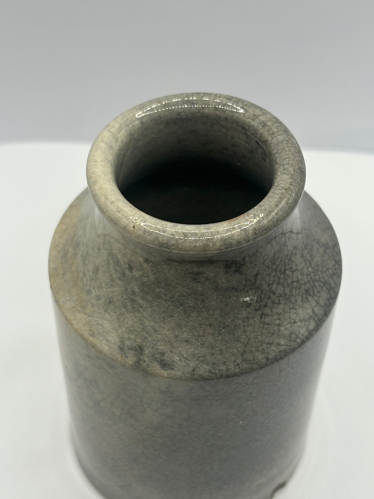 Small stained & crazed stoneware pot