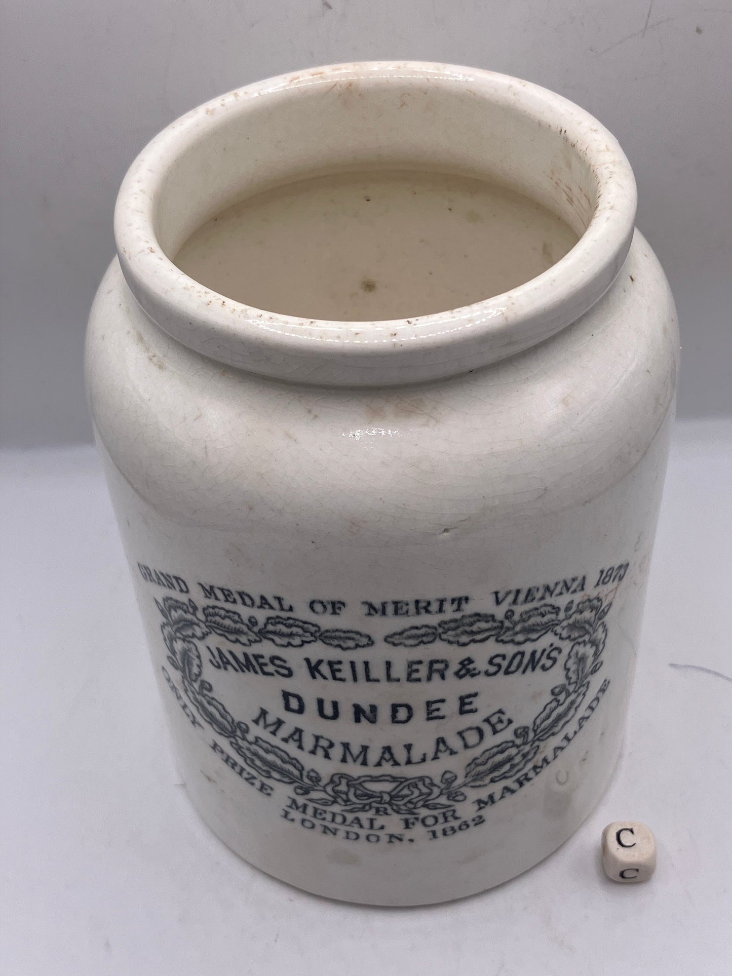 2lb James Keiller Dundee Marmalade jar, collared, rolled top