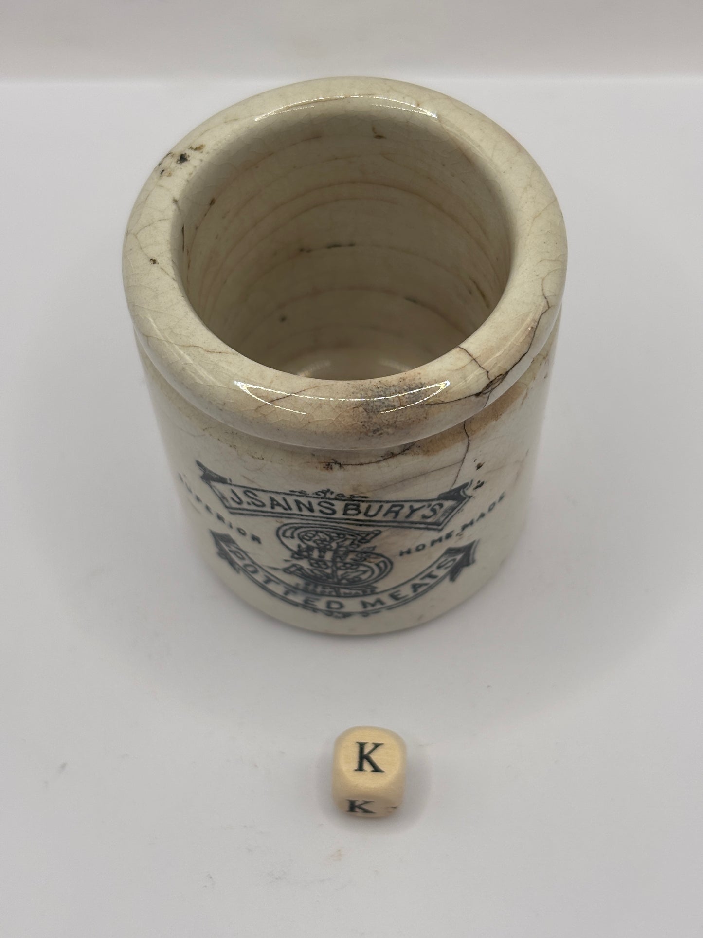 Old sainsburys advertising pot, home made potted meats (k)