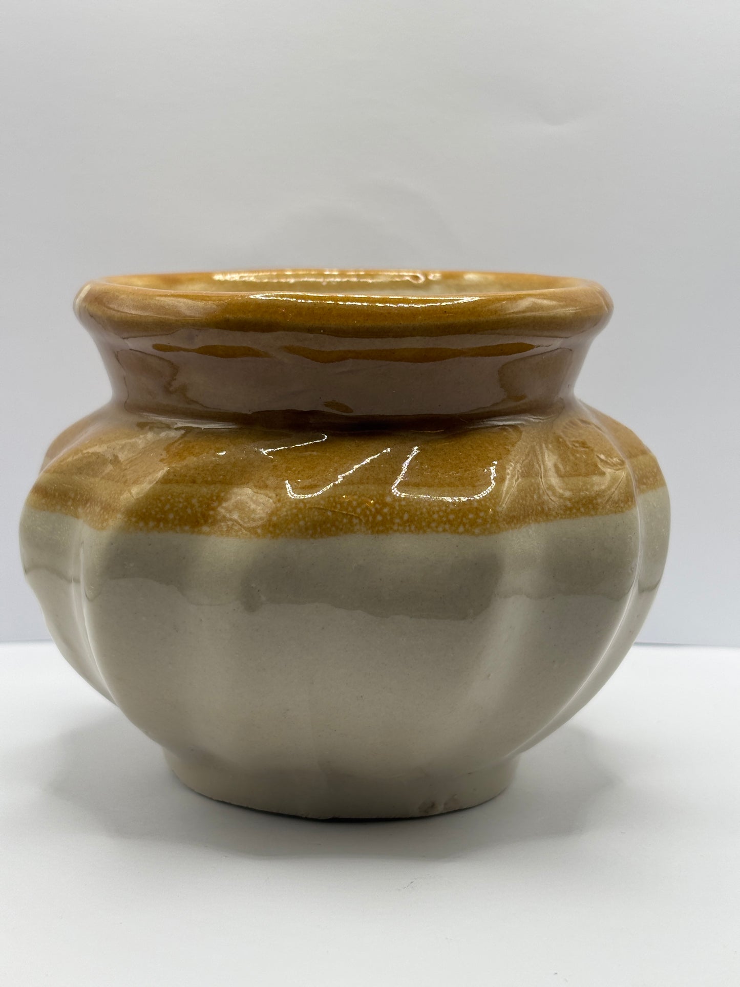 Old unusual shaped stoneware pantry pot, storage jar