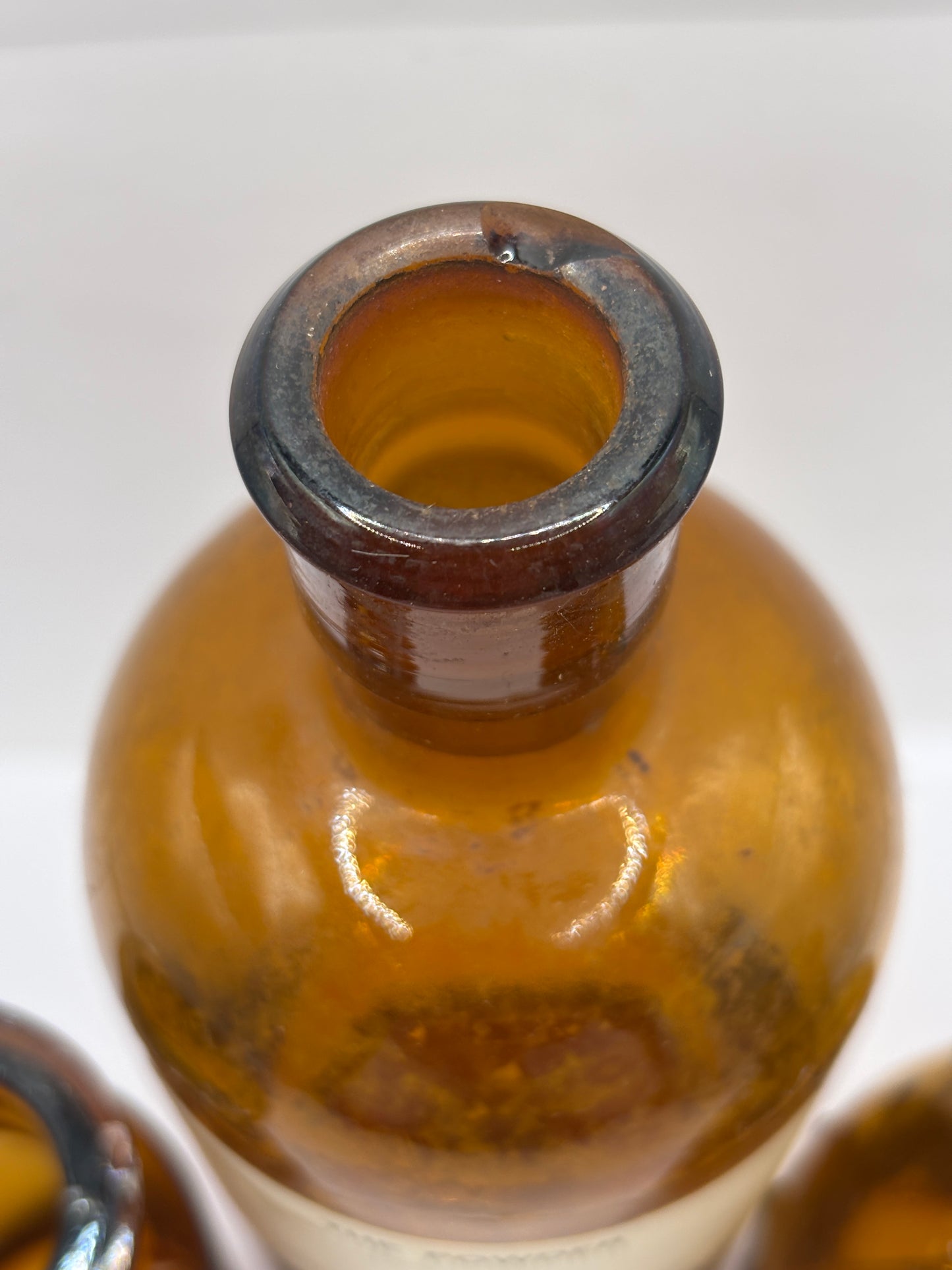 3 old chemist bottles with added labels (B)