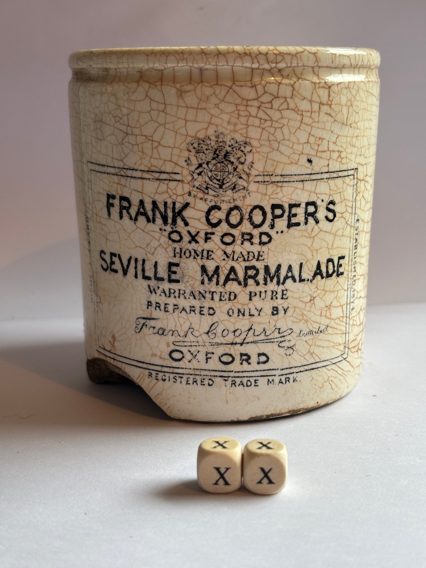 Old 1lb Frank coopers marmalade jar (xx) damaged