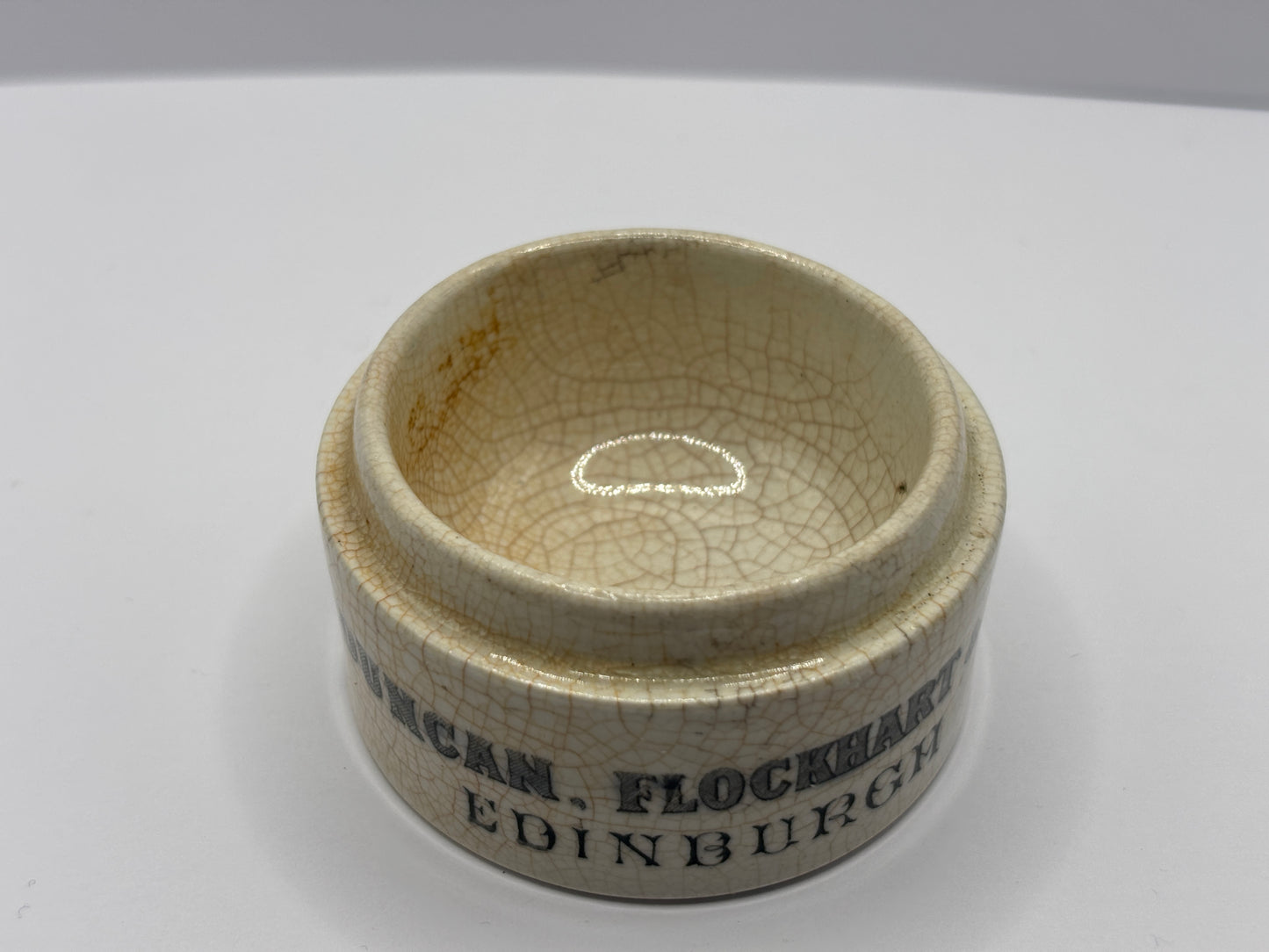 Old Duncan Flockhart advertising chemist base, stained & crazed