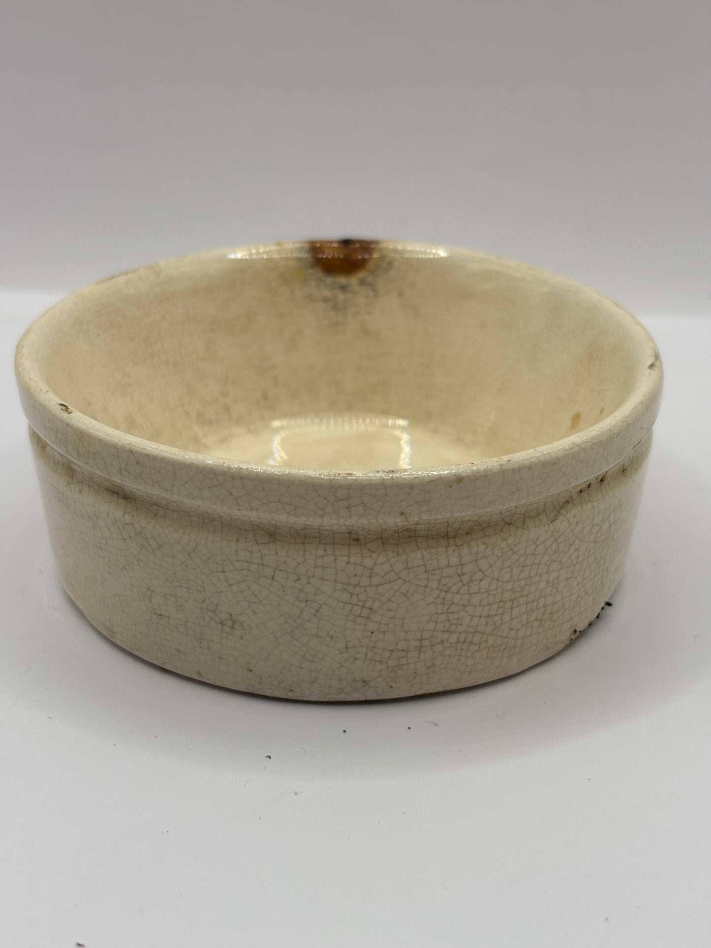 Old stoneware meat paste pot, potted meat
