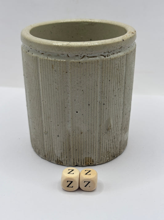 Old small ribbed stoneware jam pot (zz)