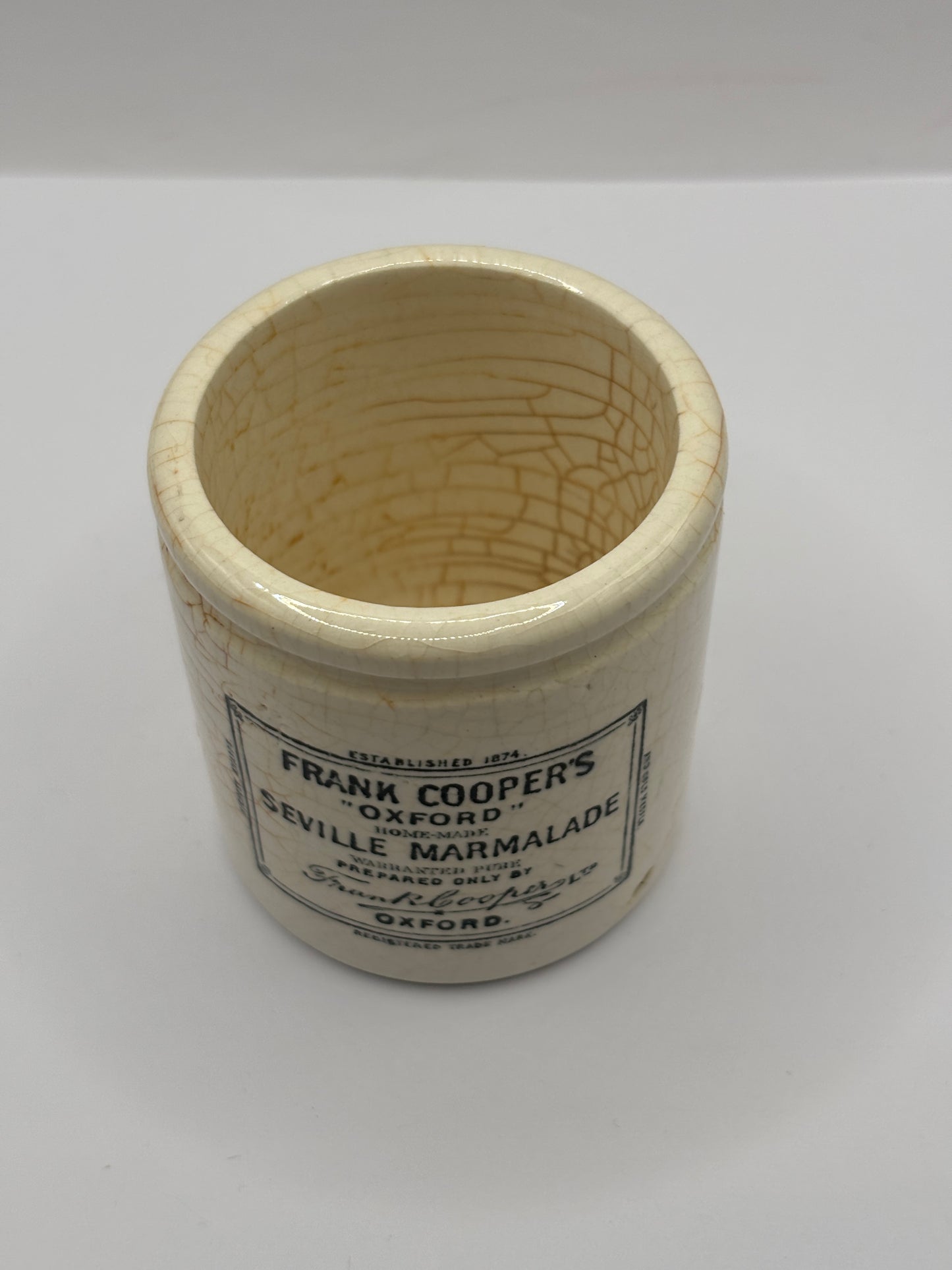 Old sample size Frank Cooper marmalade Jar