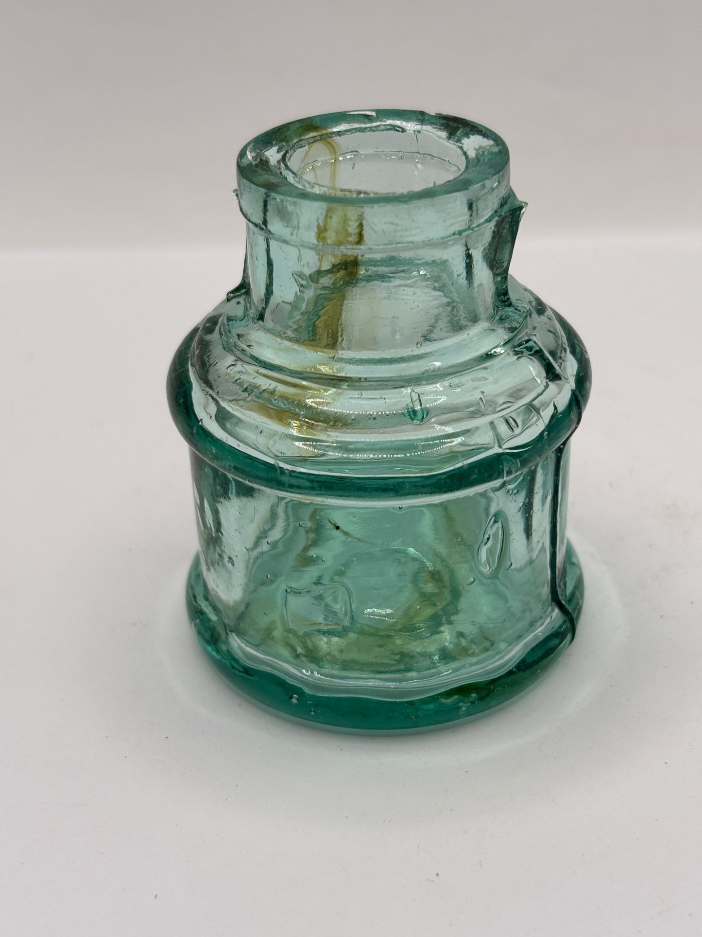 Old aqua glass ink with swirls