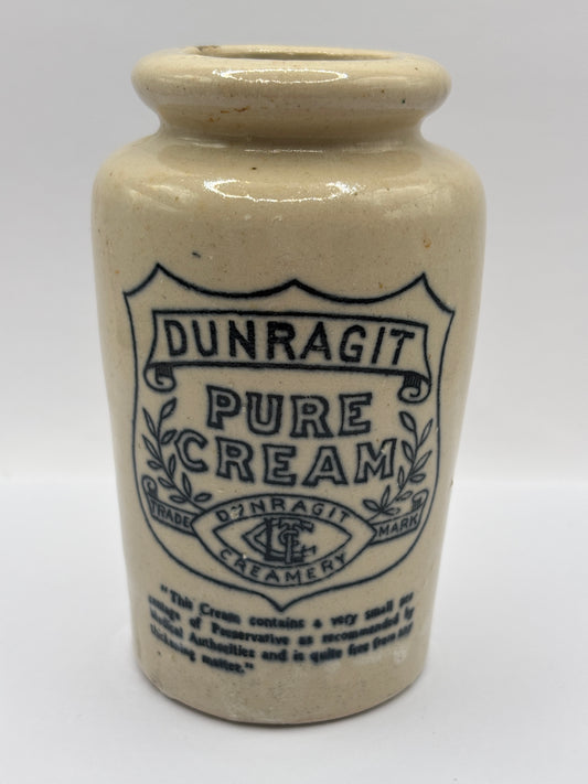 Old advertising cream pot, Dunragit preserved cream