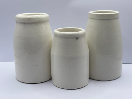 3 old stoneware cream pots, jugs