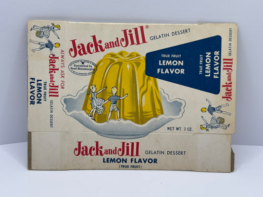 Old Jack & Jill lemon flavour Jello box. ephemera