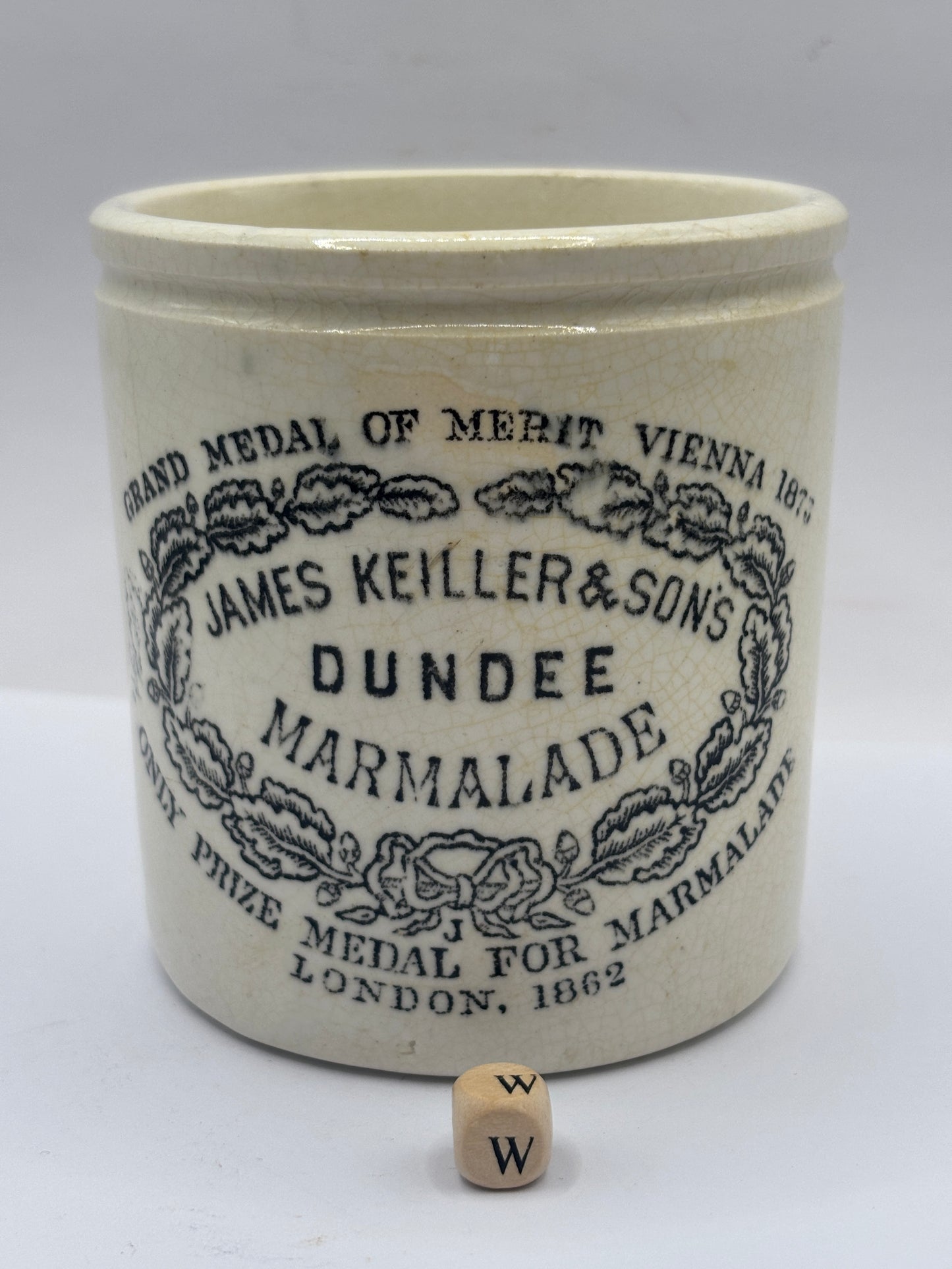 Old 1lb James Keiller Dundee marmalade jar (w)
