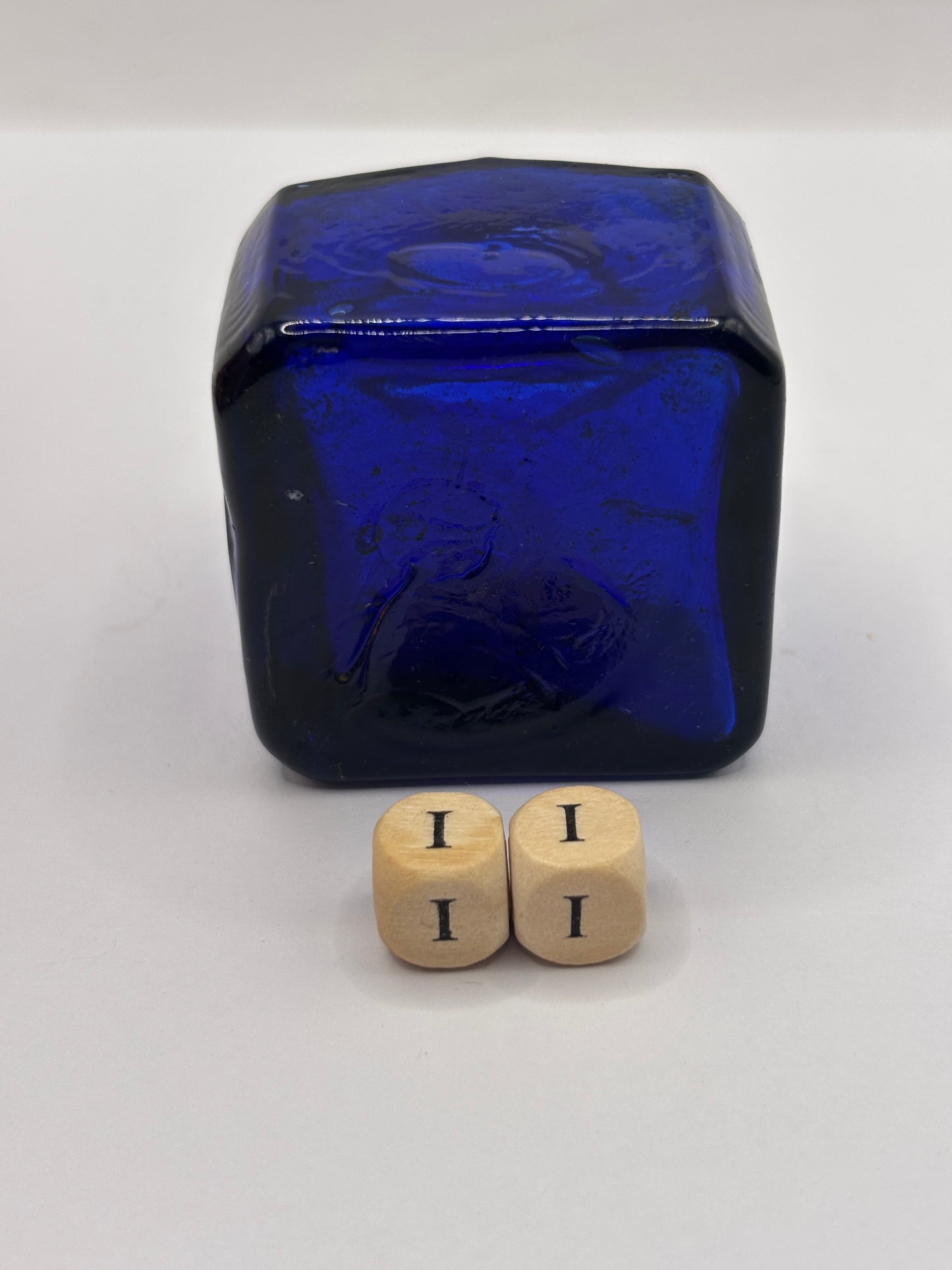 Old cobalt blue glass ink bottle, inkwell (ii)