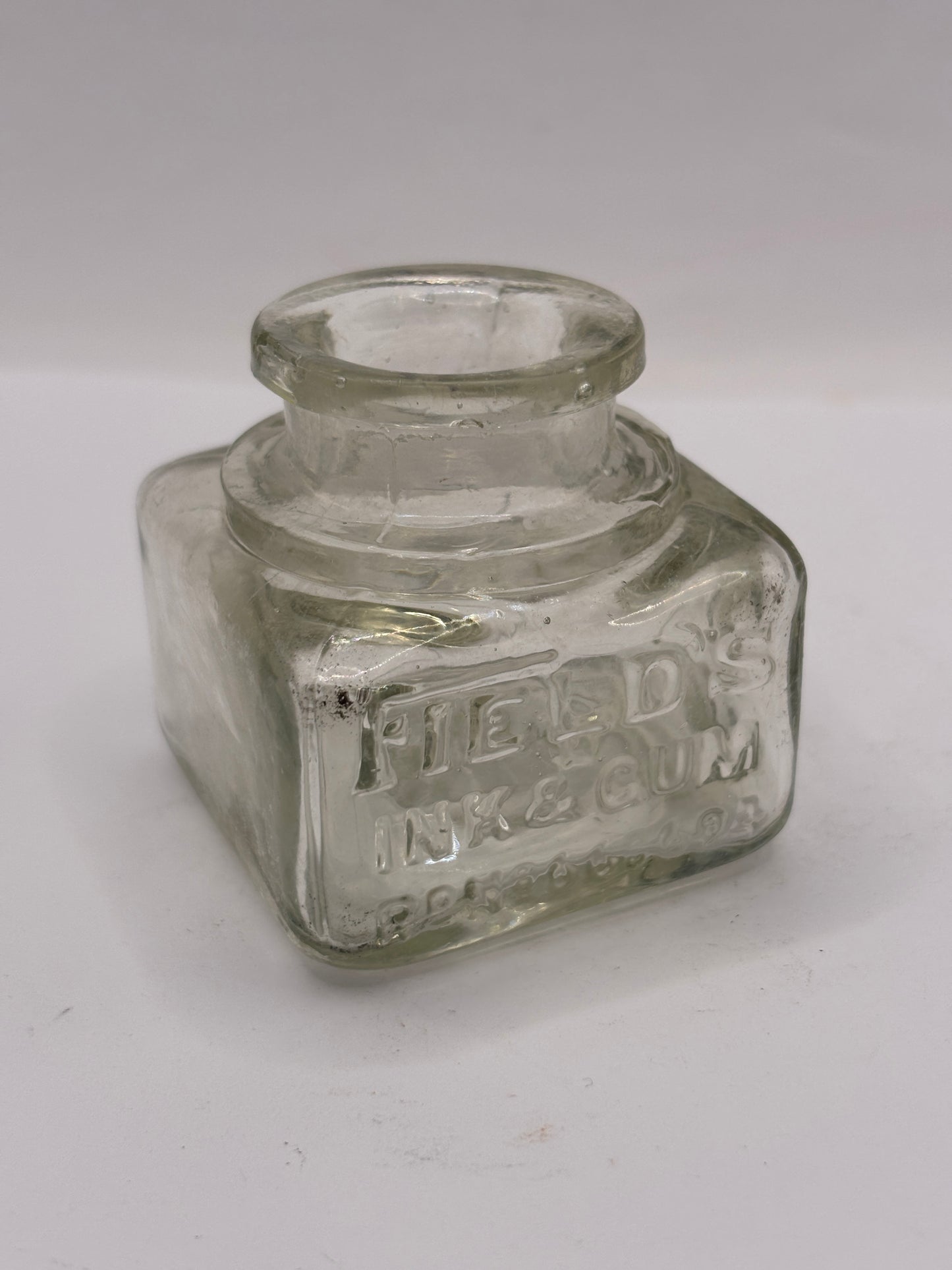 old advertising glass ink,inkwells, ink bottle. Fields ink