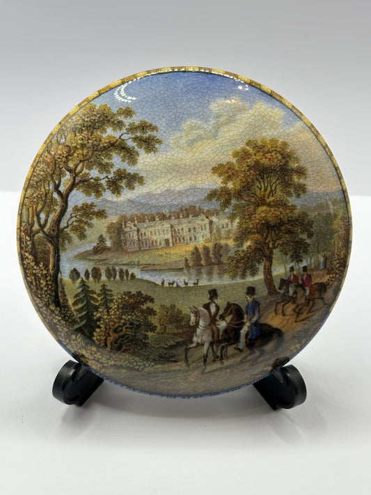 Rare Old Prattware lid, Strathfieldsaye the seat of The duke of wellington
