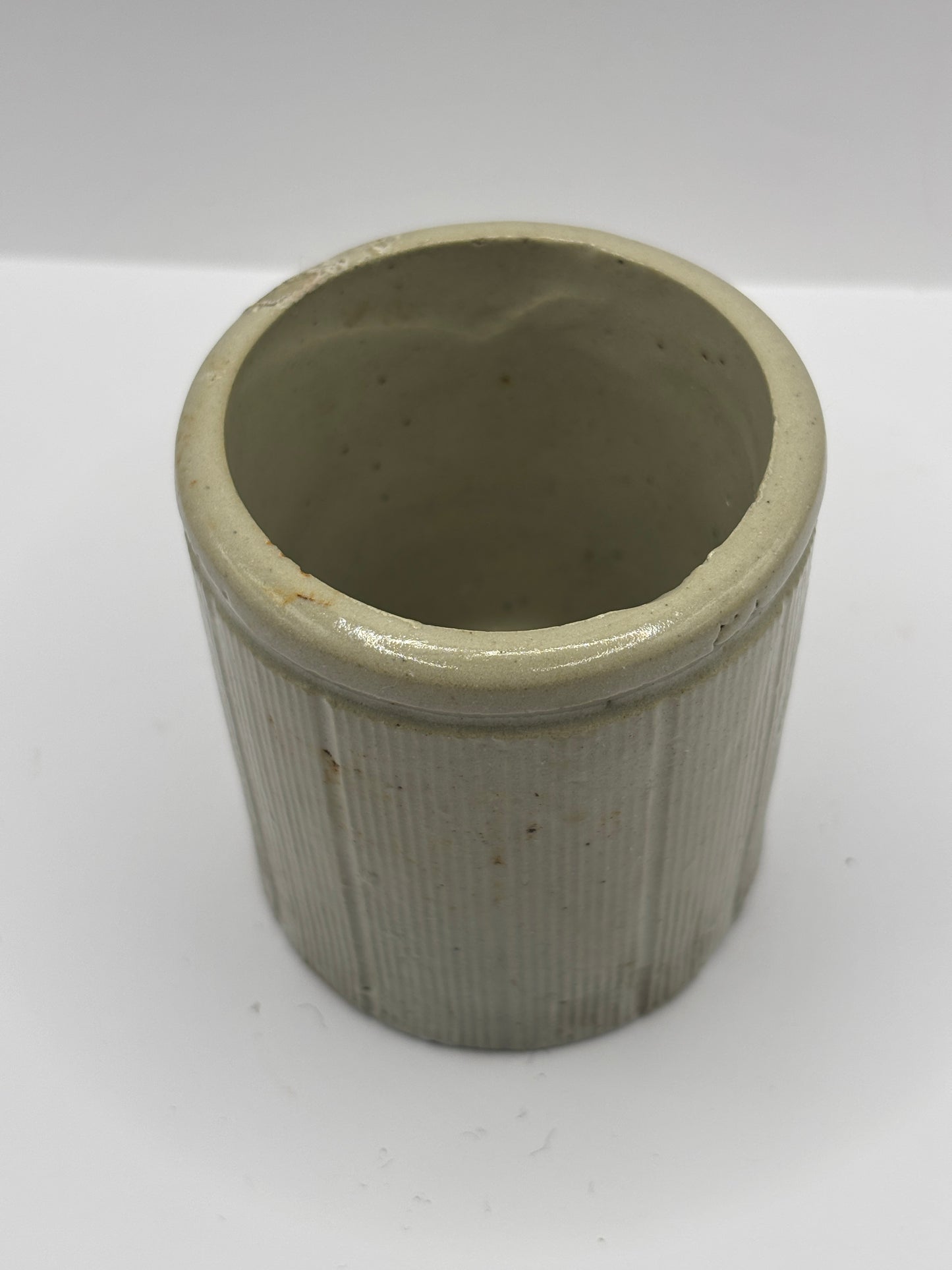 Old small ribbed stoneware jam pot