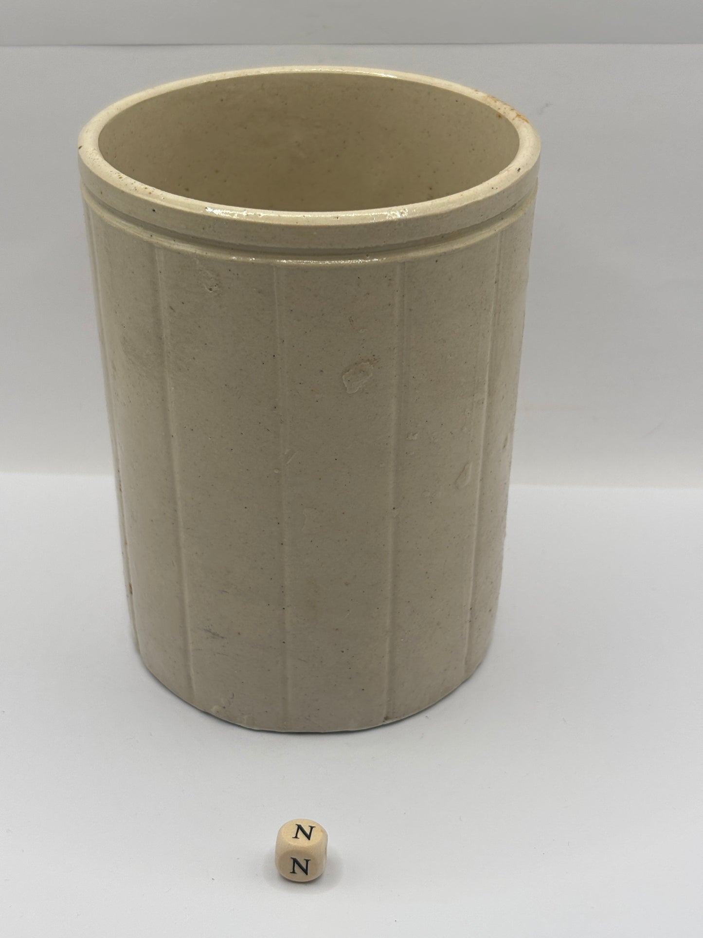 Old 2lb ribbed stoneware jam pot (N) Hartleys
