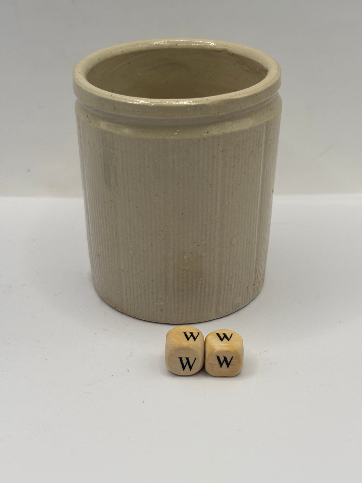 Old mini ribbed stoneware jam pot (ww)