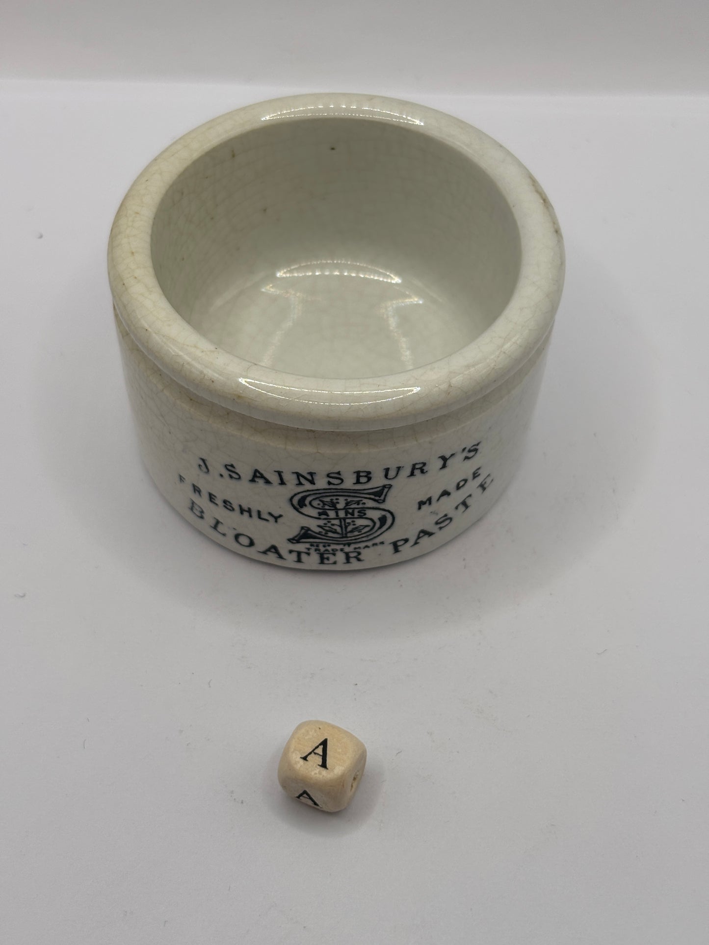 Old sainsburys advertising pot, Bloater paste (a)