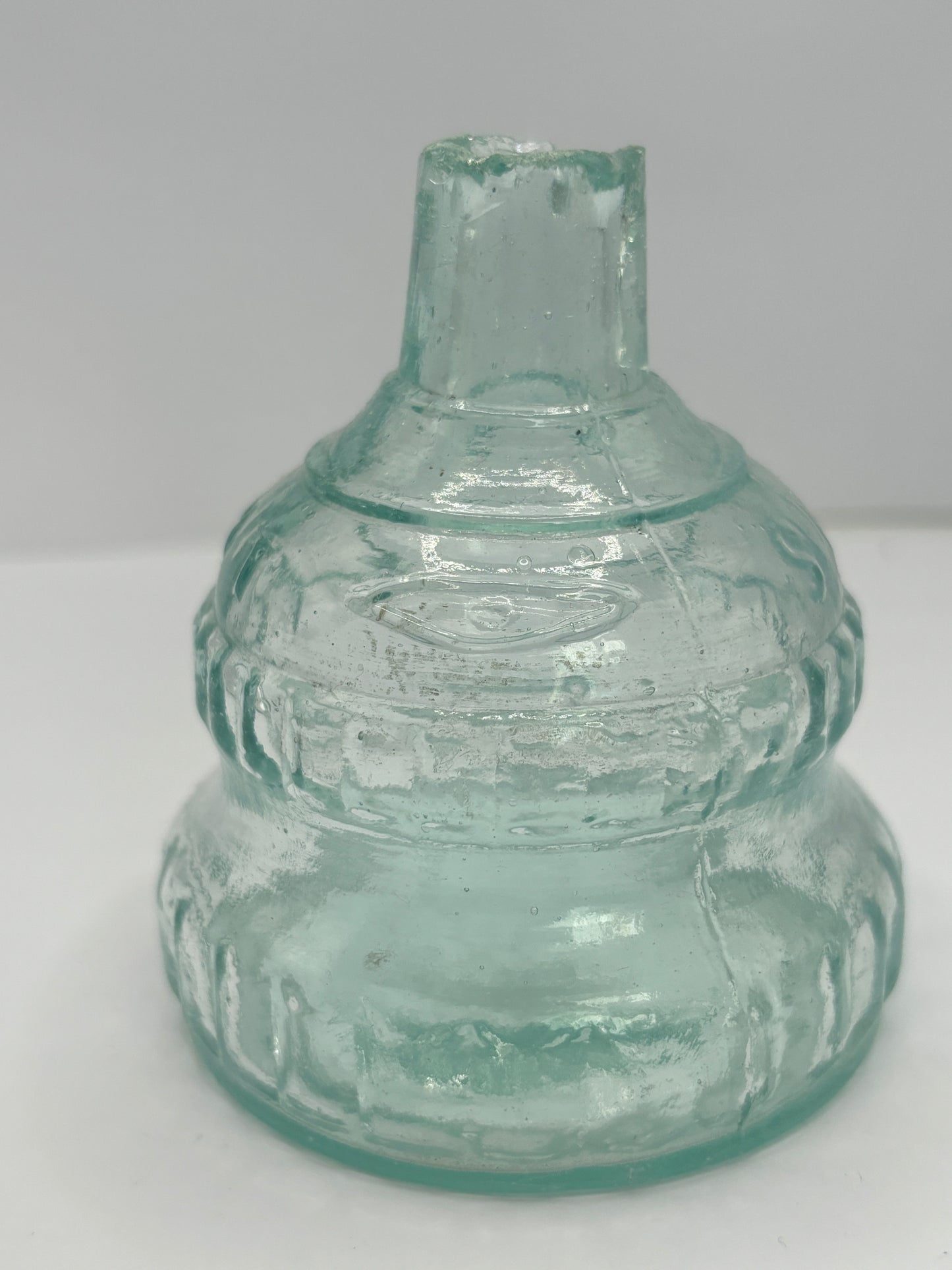 Small aqua Sunbright glass oil lamp