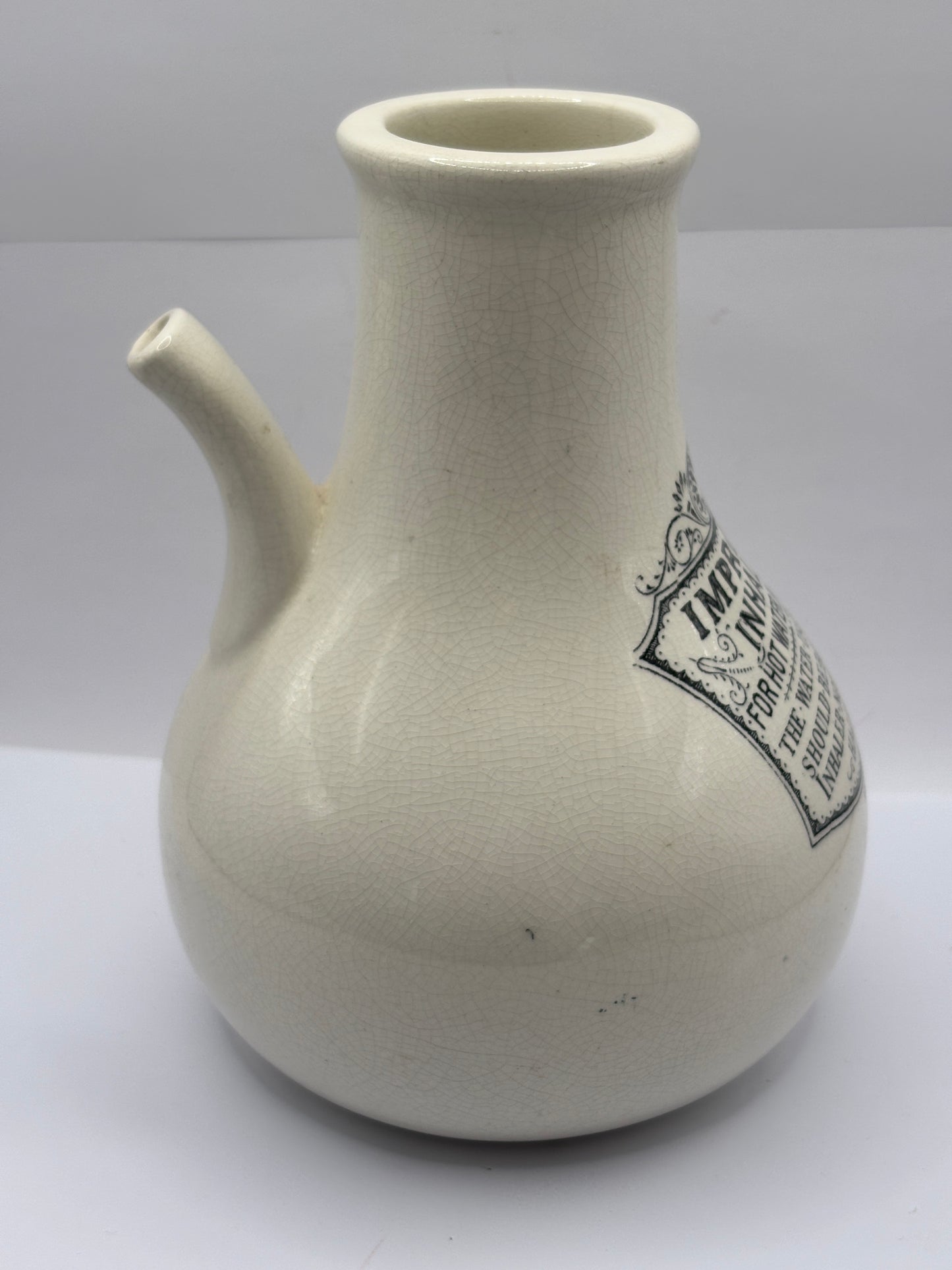 Old stoneware advertising inhaler, improved inhaler