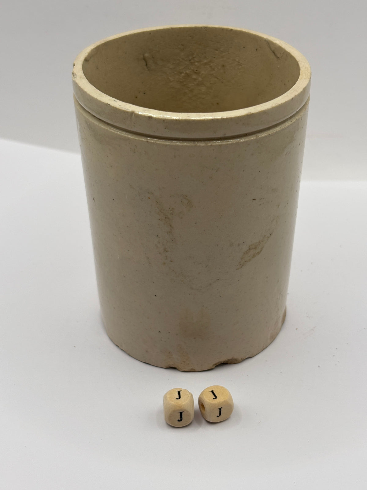 Old 1lb smooth stoneware jam pot (JJ)