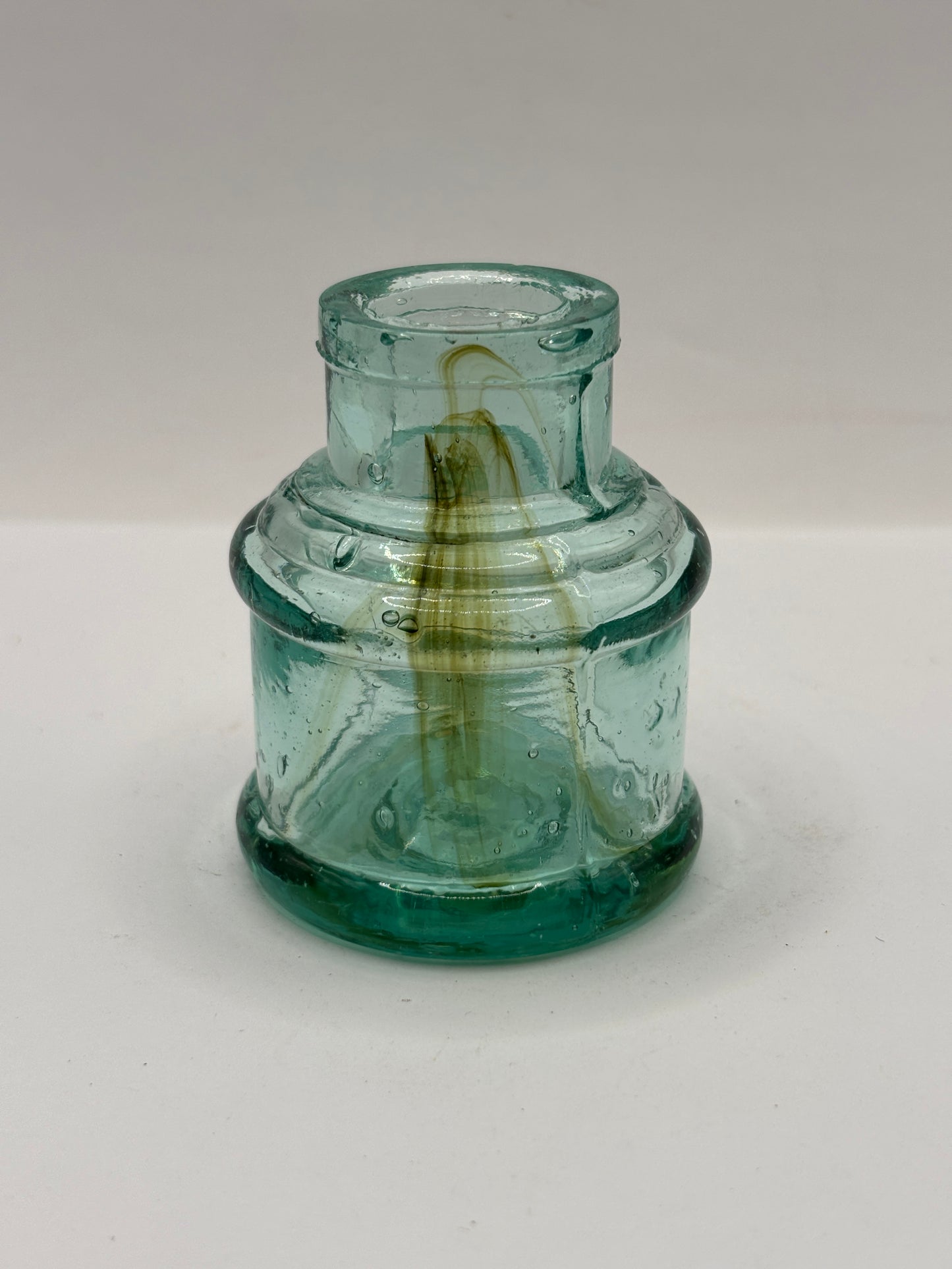 Old aqua glass ink with swirls