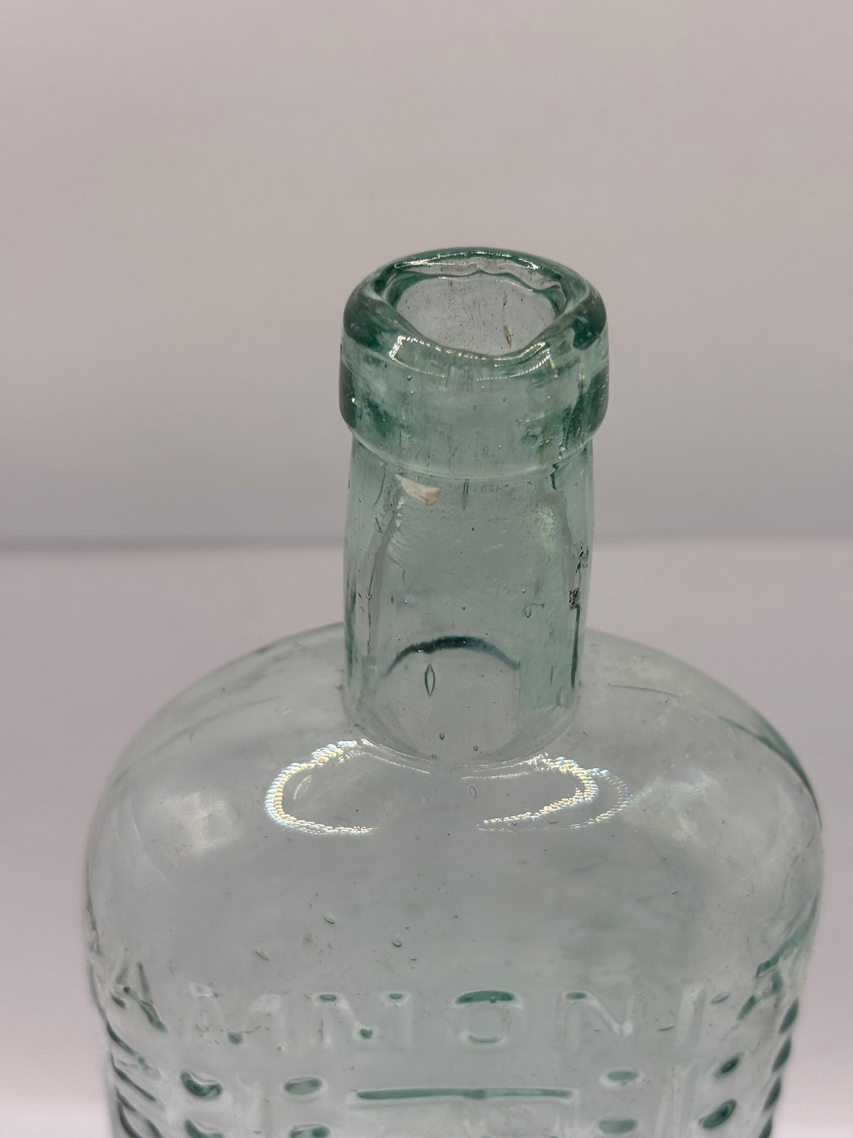 Old large aqua glass poison bottle 24cms (a)