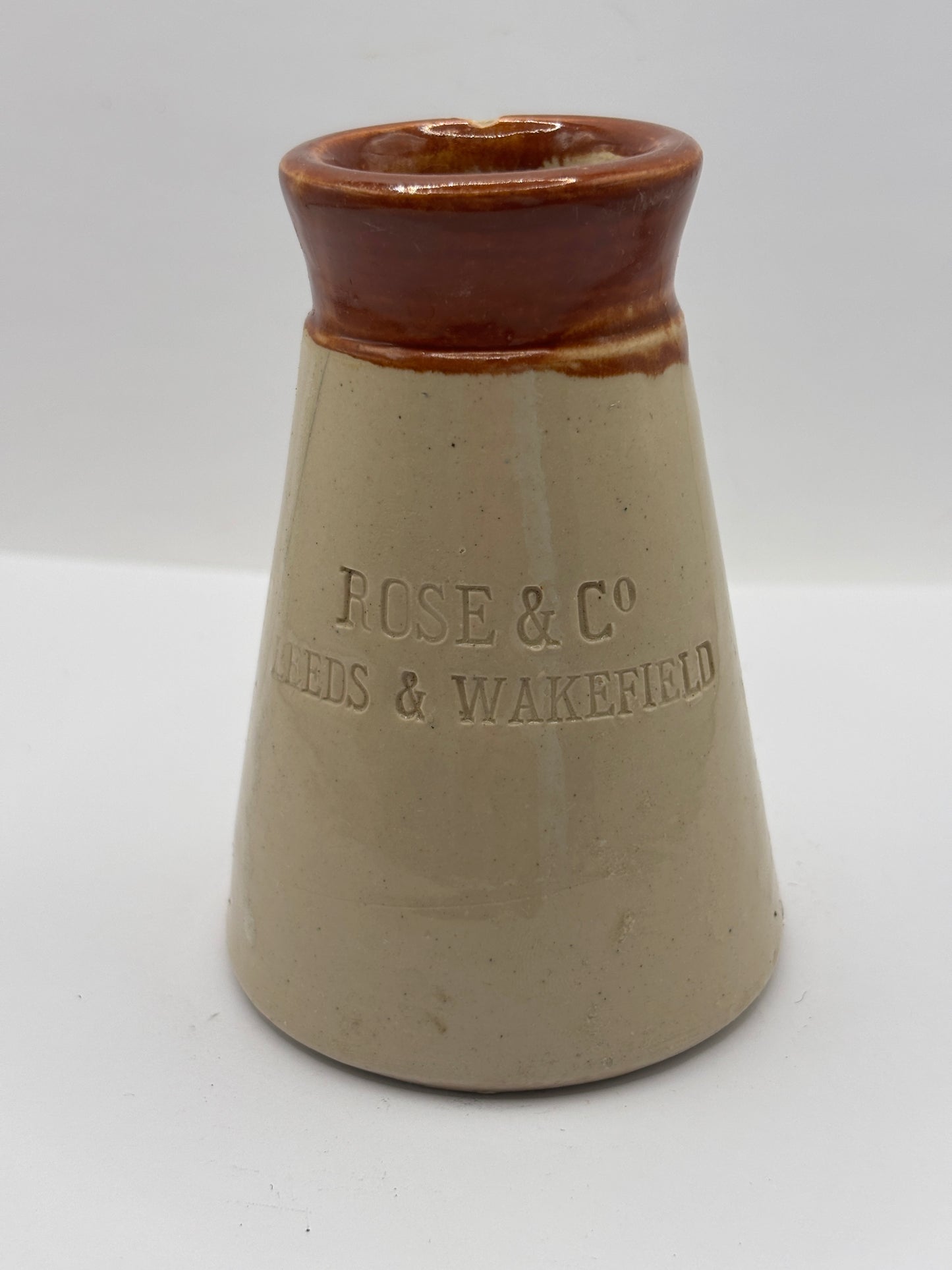 Old advertising cream pot, Rose & Co, Leeds & Wakefield. Damaged