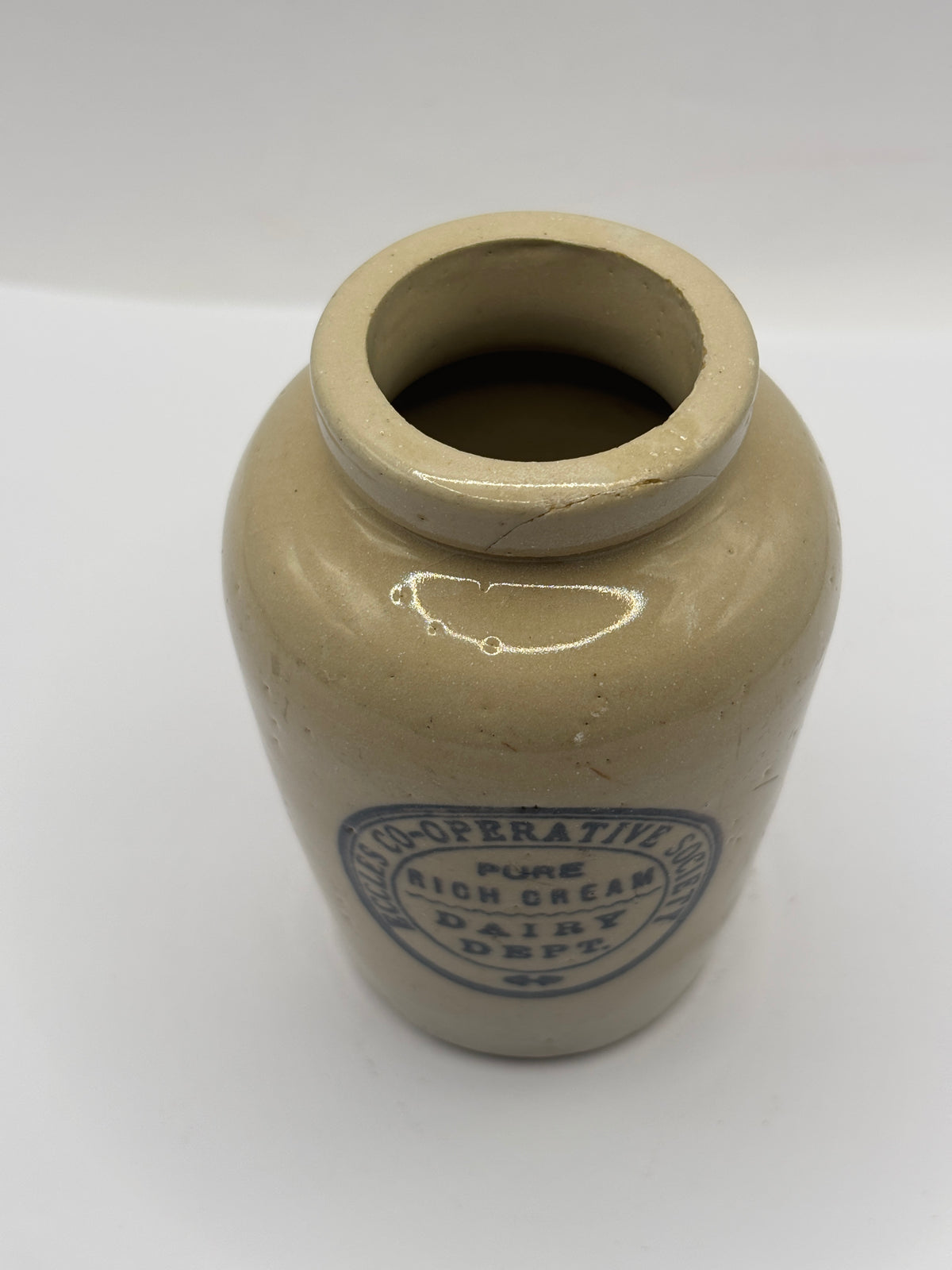 Old advertising cream pot, Eccles cooperative society, pure rich cream