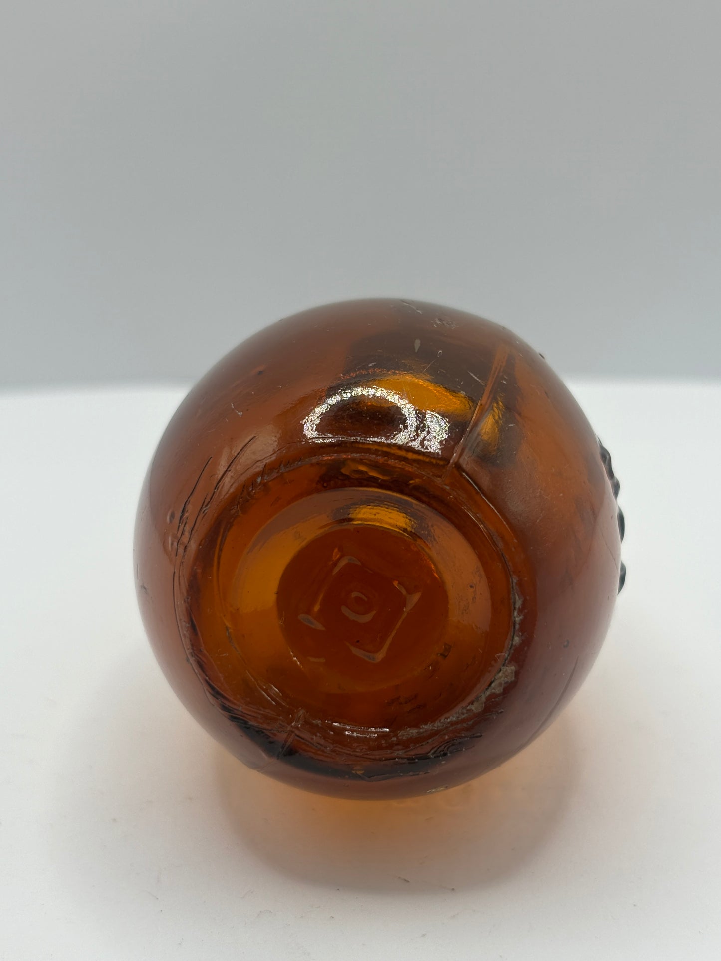 Small old amber glass valentines meat juices bottle