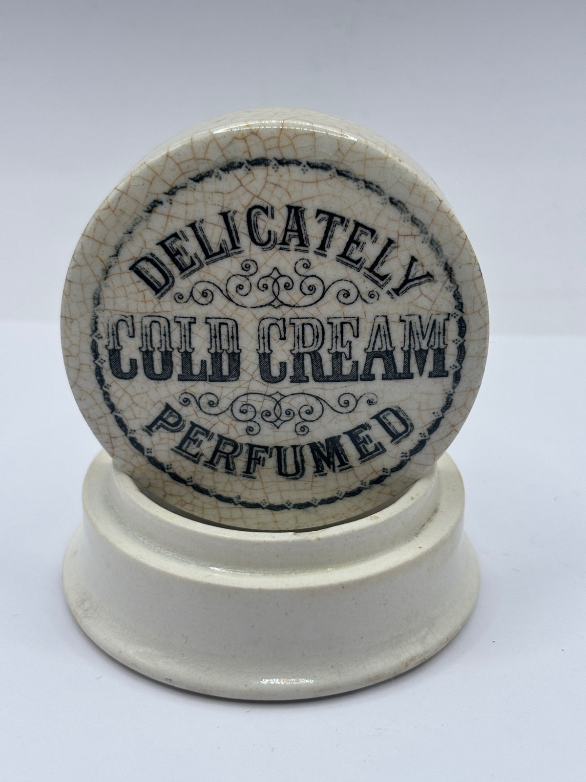 Old advertising lid and base. delicately perfumed cold cream