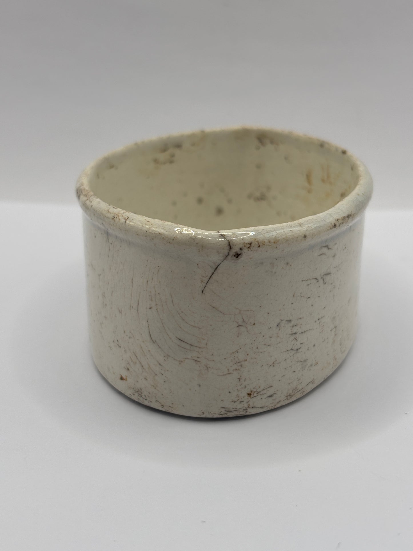 Old oval stoneware meat paste pot, potted meat