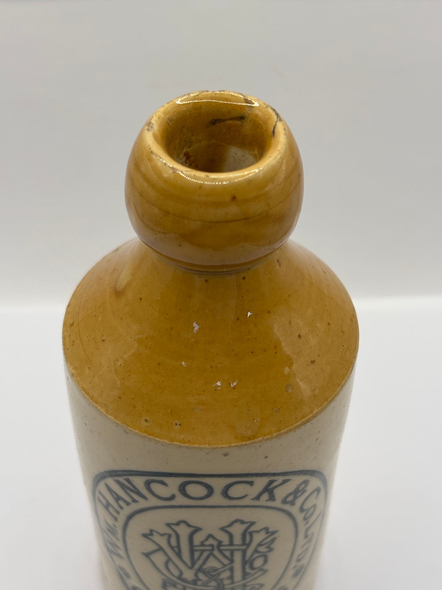 Old stoneware ginger beer bottle, Hancock & Co Cardiff