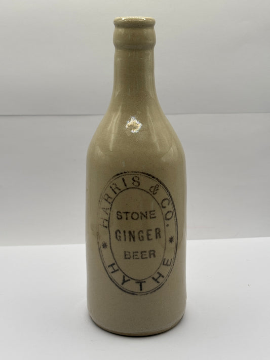 Old white stoneware ginger beer bottle, Harris & Co