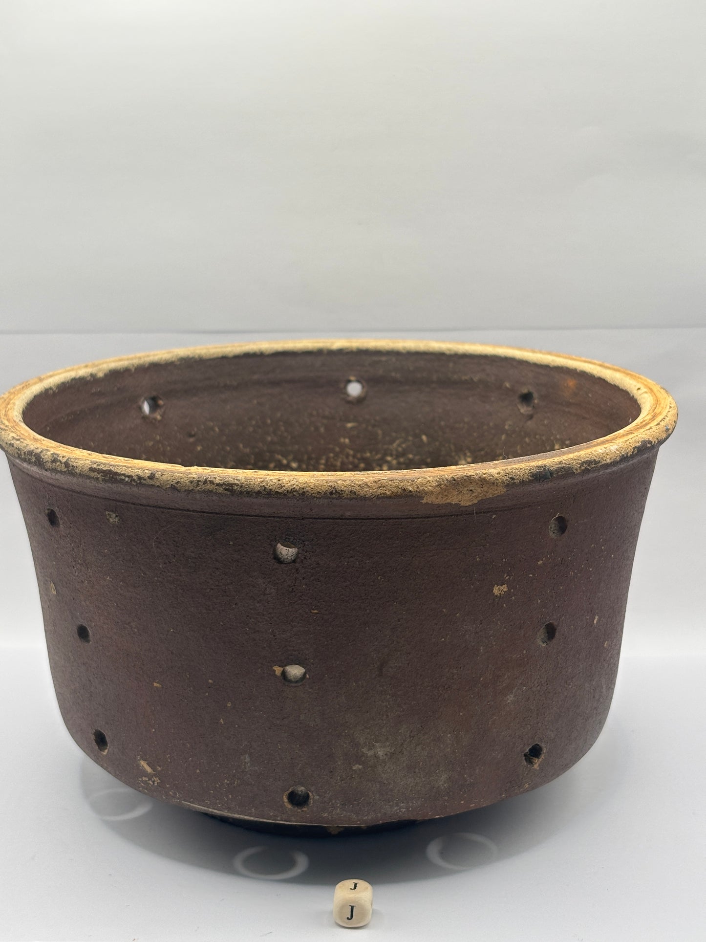 Old french stoneware cheese strainer, cheese mold (J)