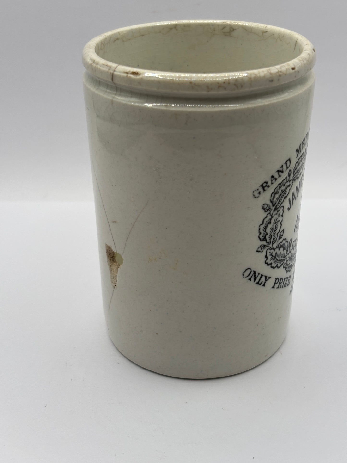 Old 1lb James Keiller Dundee marmalade jar. Damaged (e)