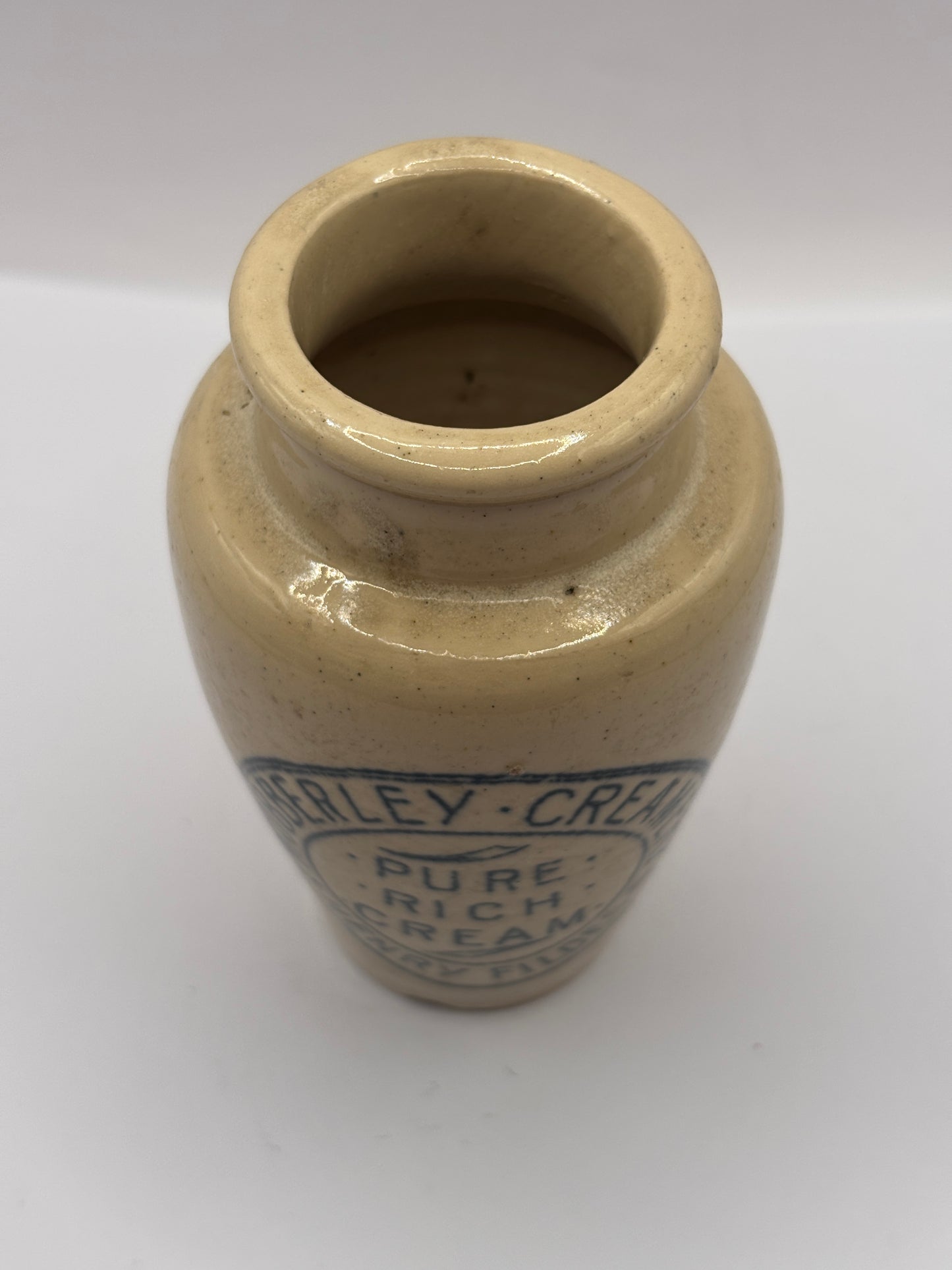 Old stoneware advertising cream pot, mobberley creamery pure rich cream