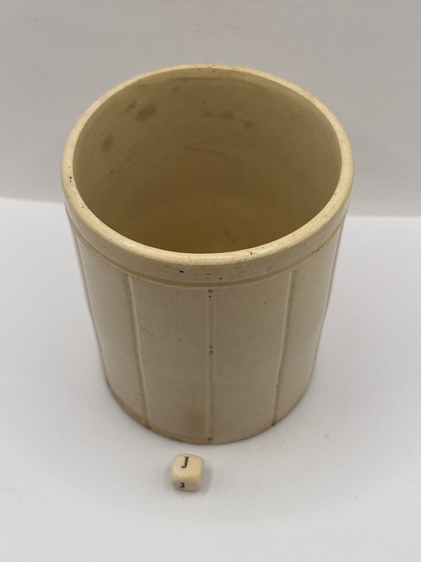 Old 1lb ribbed stoneware jam pot (J) Hartley’s