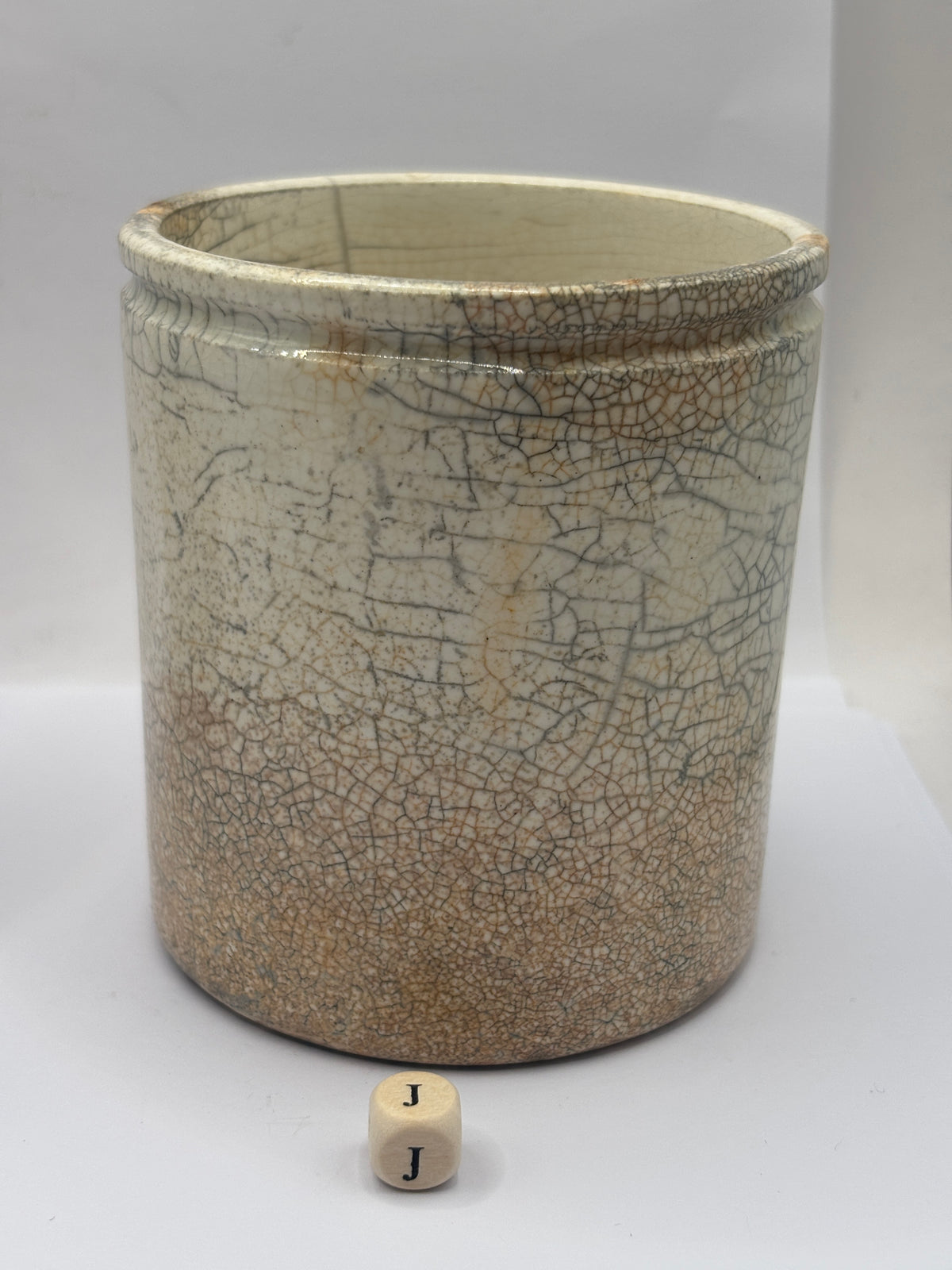 Old 1lb stoneware marmalade pot, James Keiller Dundee marmalade (J)