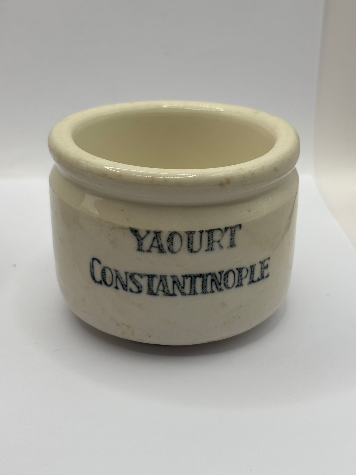 Old french ceramic Yogurt pot, Yaourt Constantinople. Double sided